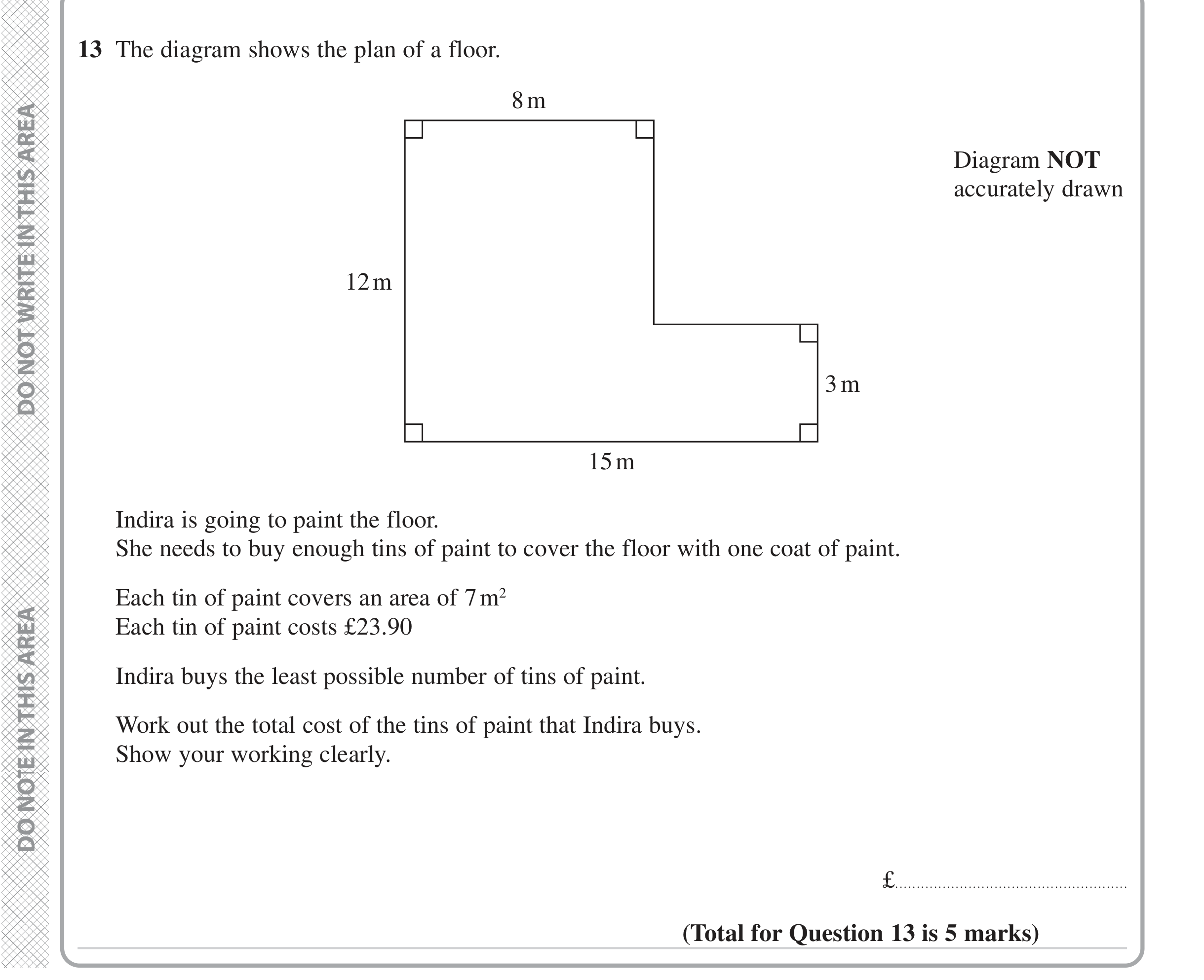 Question 13 — Perimeter and Area — Edexcel iGCSE Jan 2023