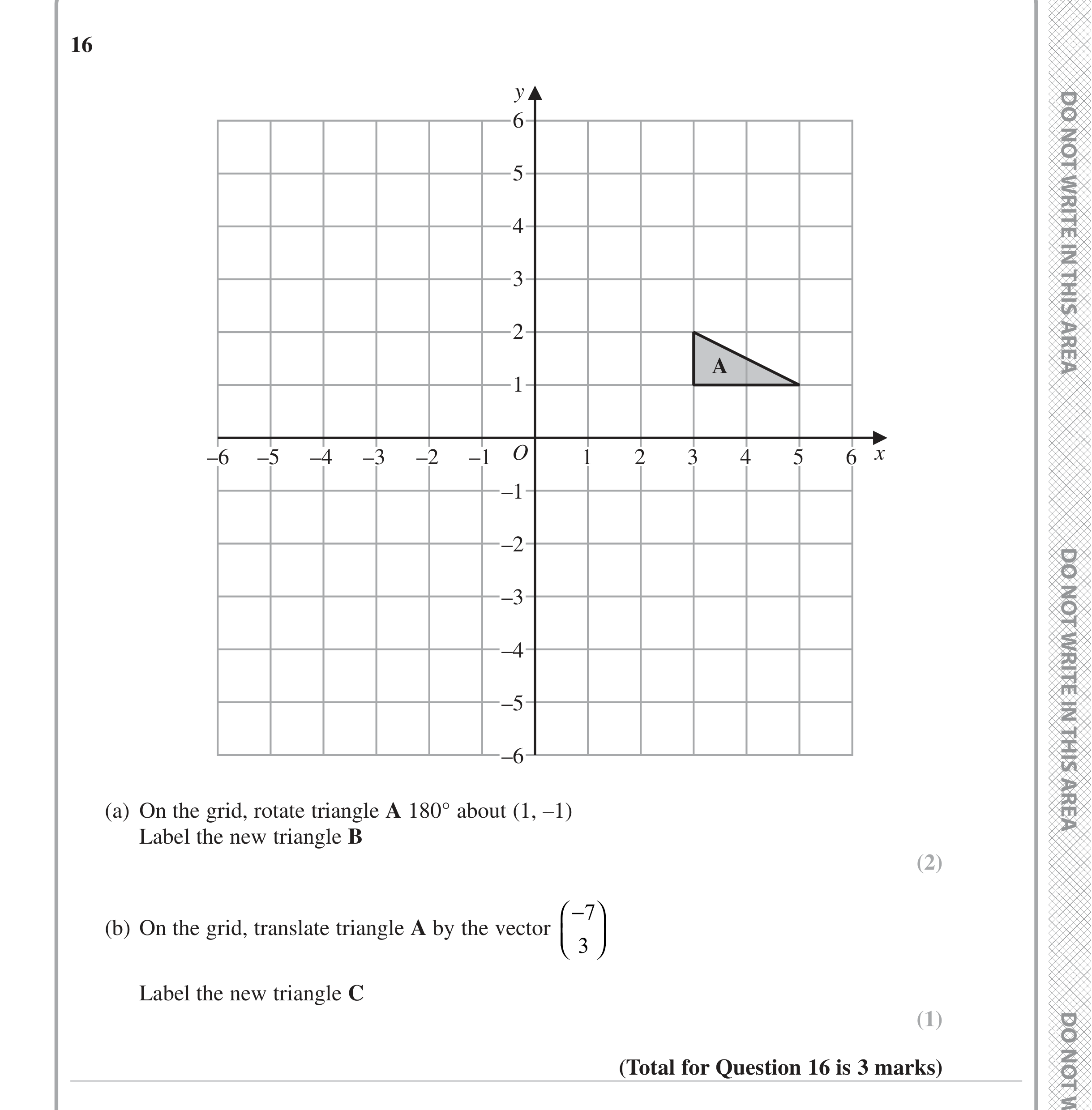 Question 16 — Rotations/Reflections/Translations/Enlargements — Edexcel iGCSE Jan 2023