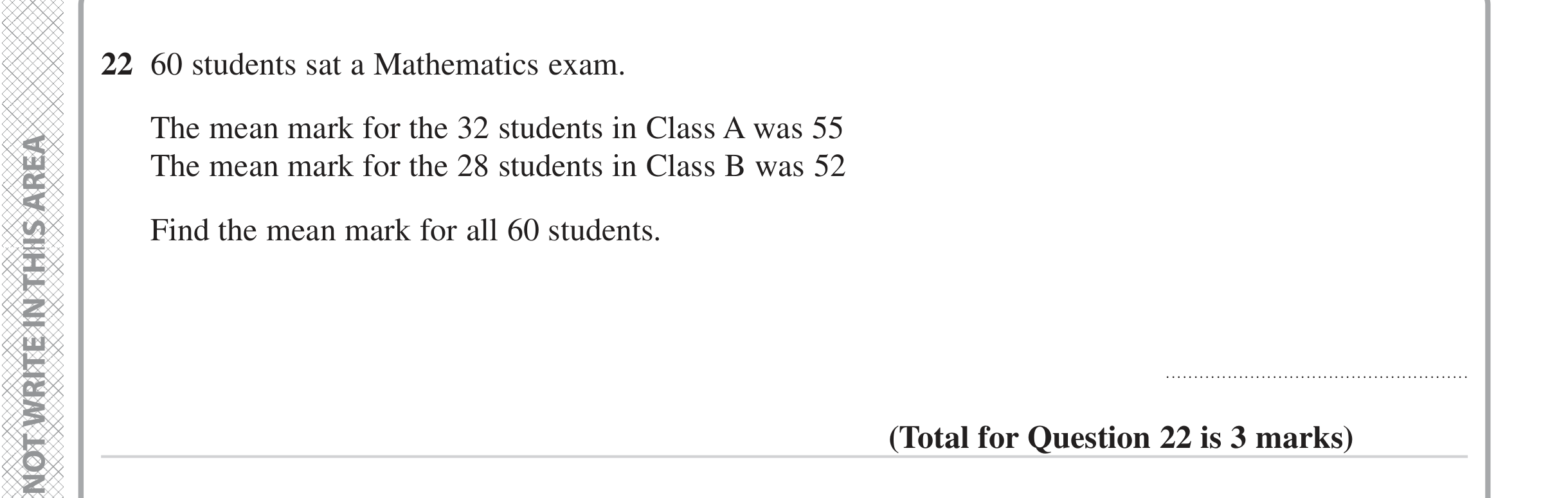 Question 22 — Mean/Median/Mode/Range — Edexcel iGCSE Jan 2023