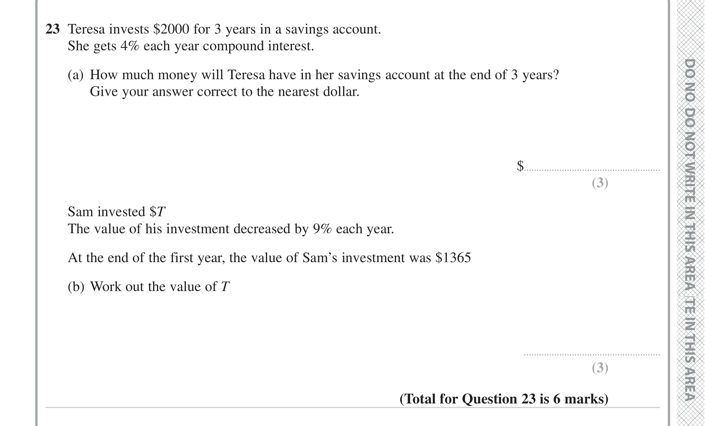 Question 23 — Compound Interest — Edexcel iGCSE Jan 2023