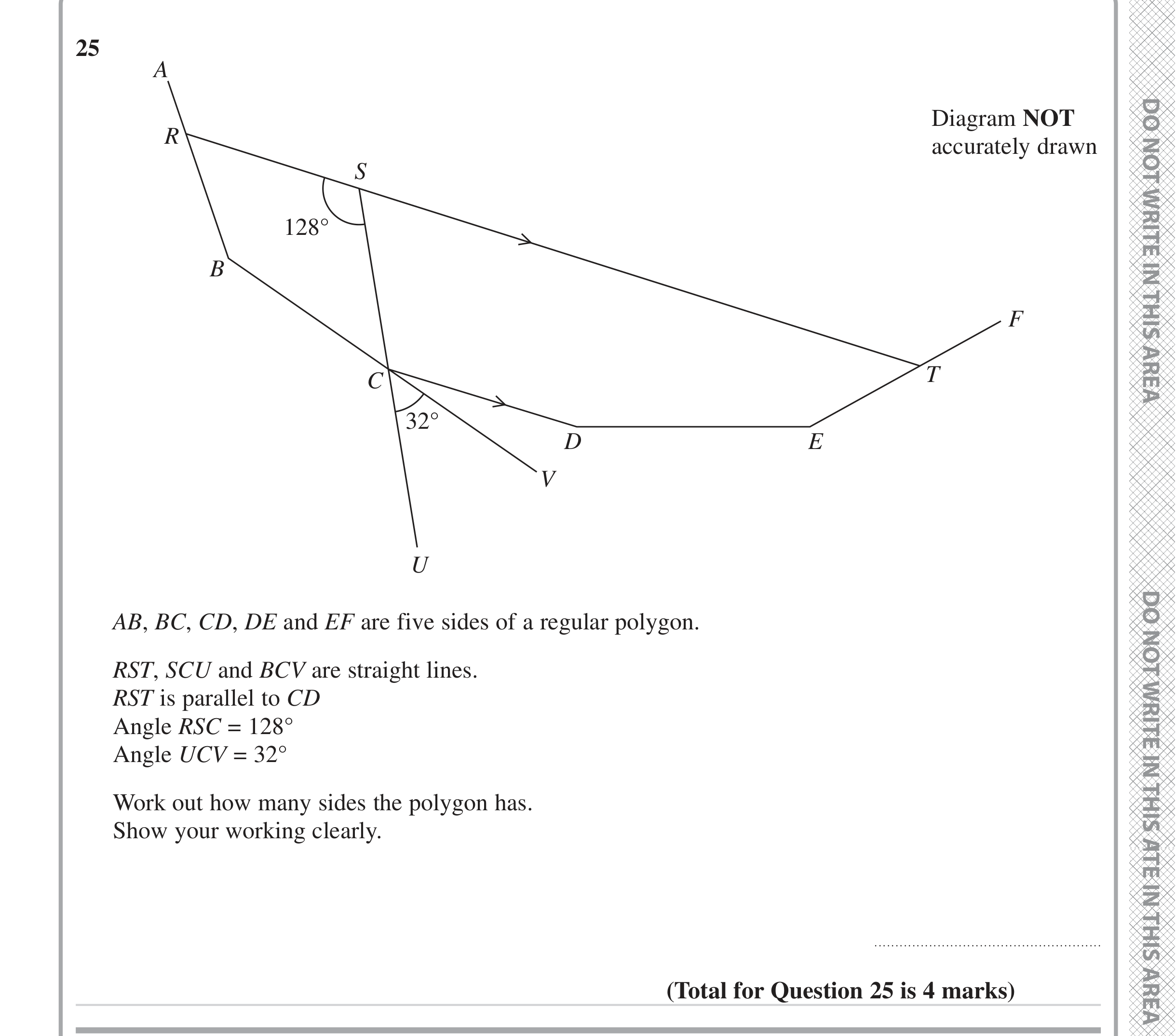Question 25 — Angles, Angles in Parallel Lines, Polygons — Edexcel iGCSE Jan 2023