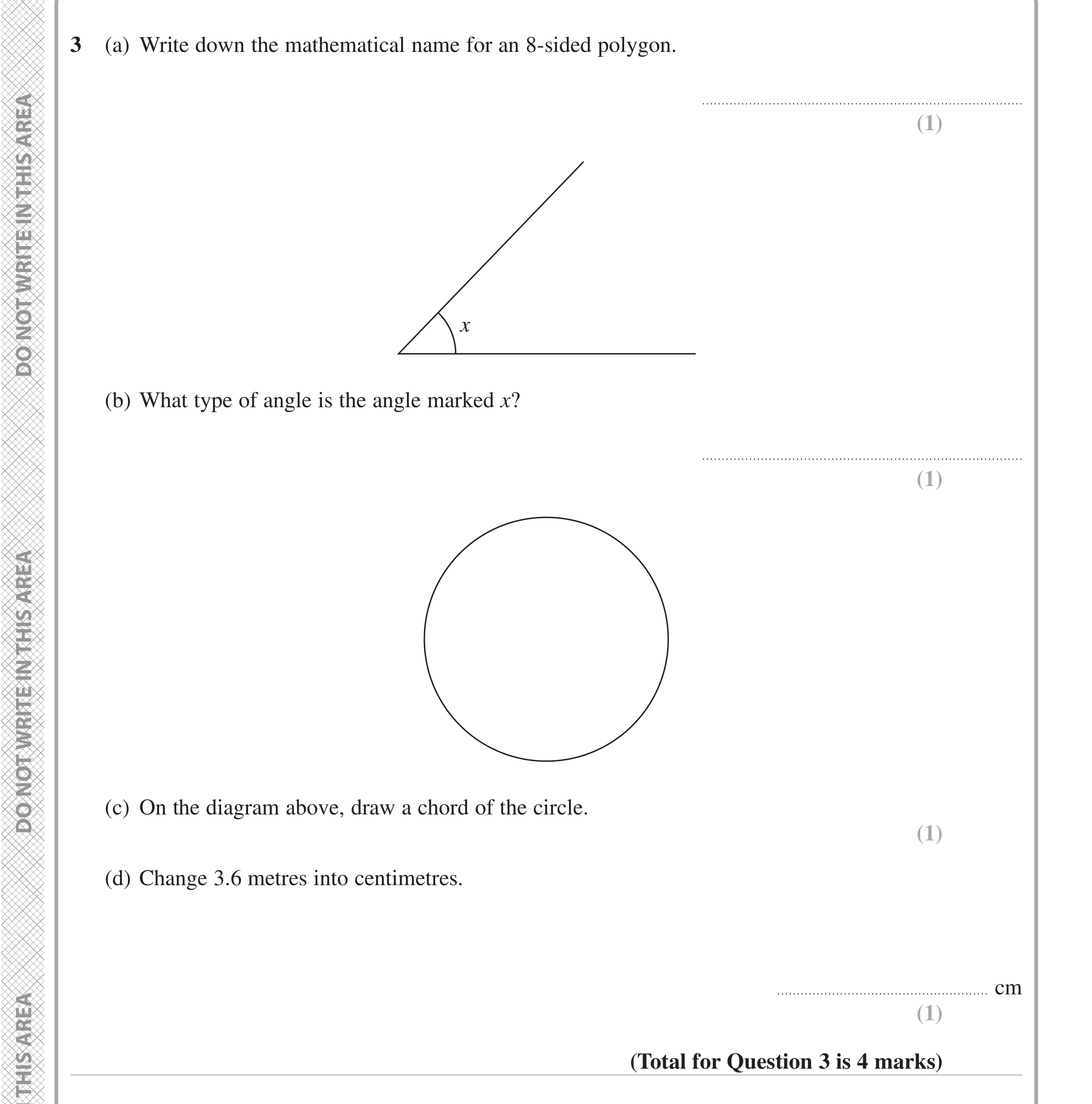 Question 3 — Polygons, Angles, Circles, Unit Conversions — Edexcel iGCSE Jan 2023