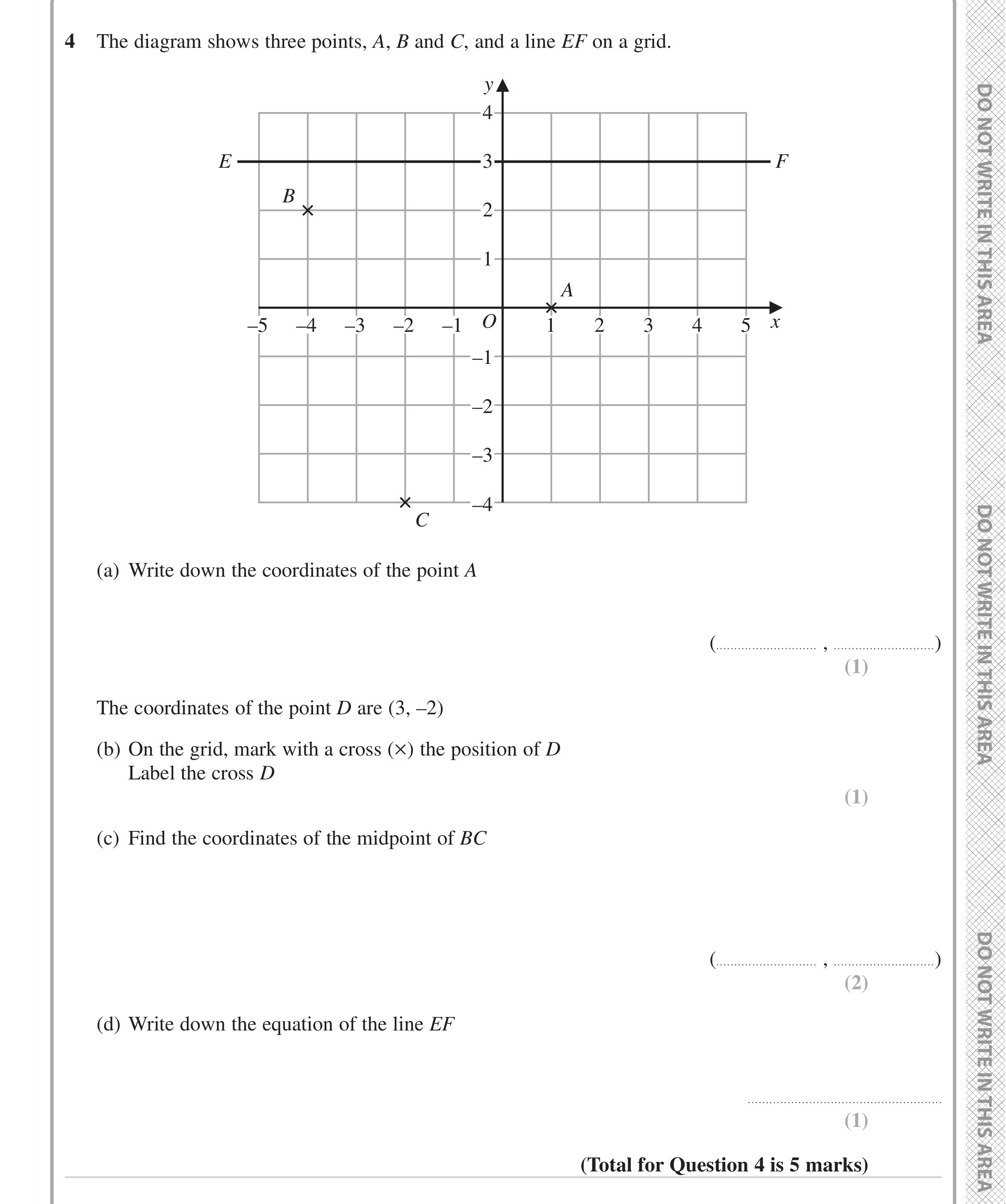 Question 4 — Coordinates, Midpoints, Straight Line Graphs — Edexcel iGCSE Jan 2023