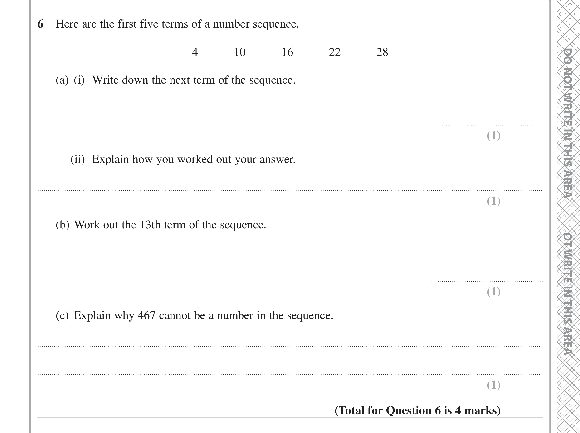 Question 6 — Sequences — Edexcel iGCSE Jan 2023