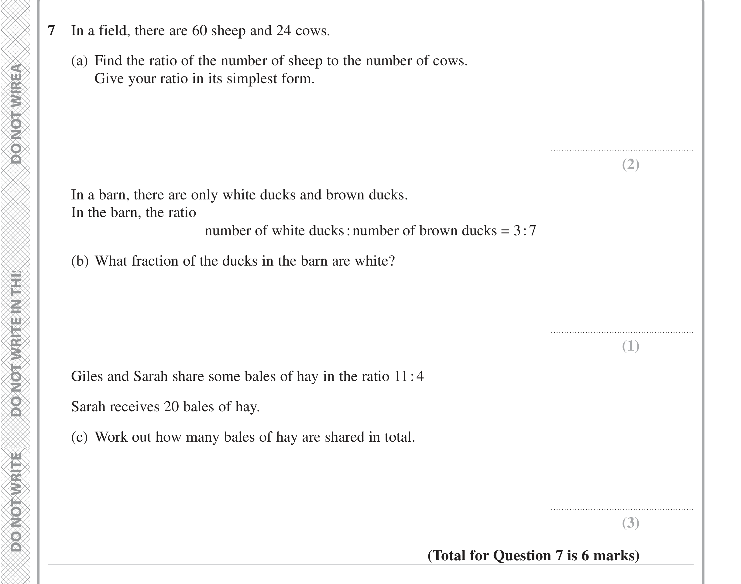 Question 7 — Ratios — Edexcel iGCSE Jan 2023