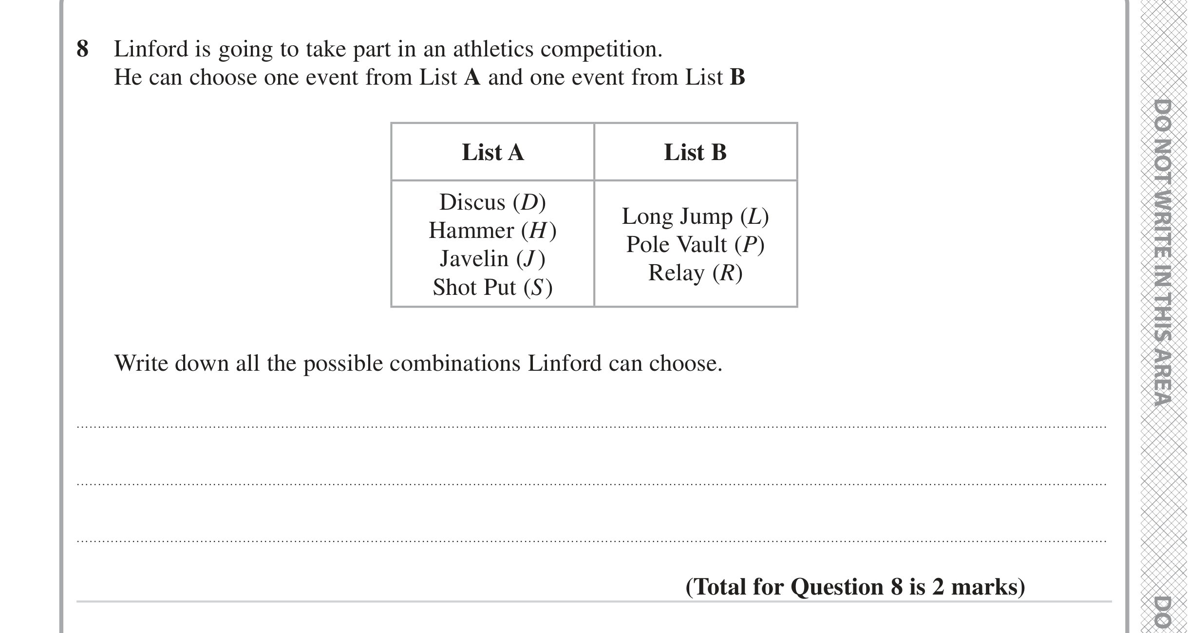 Question 8 — Probability — Edexcel iGCSE Jan 2023