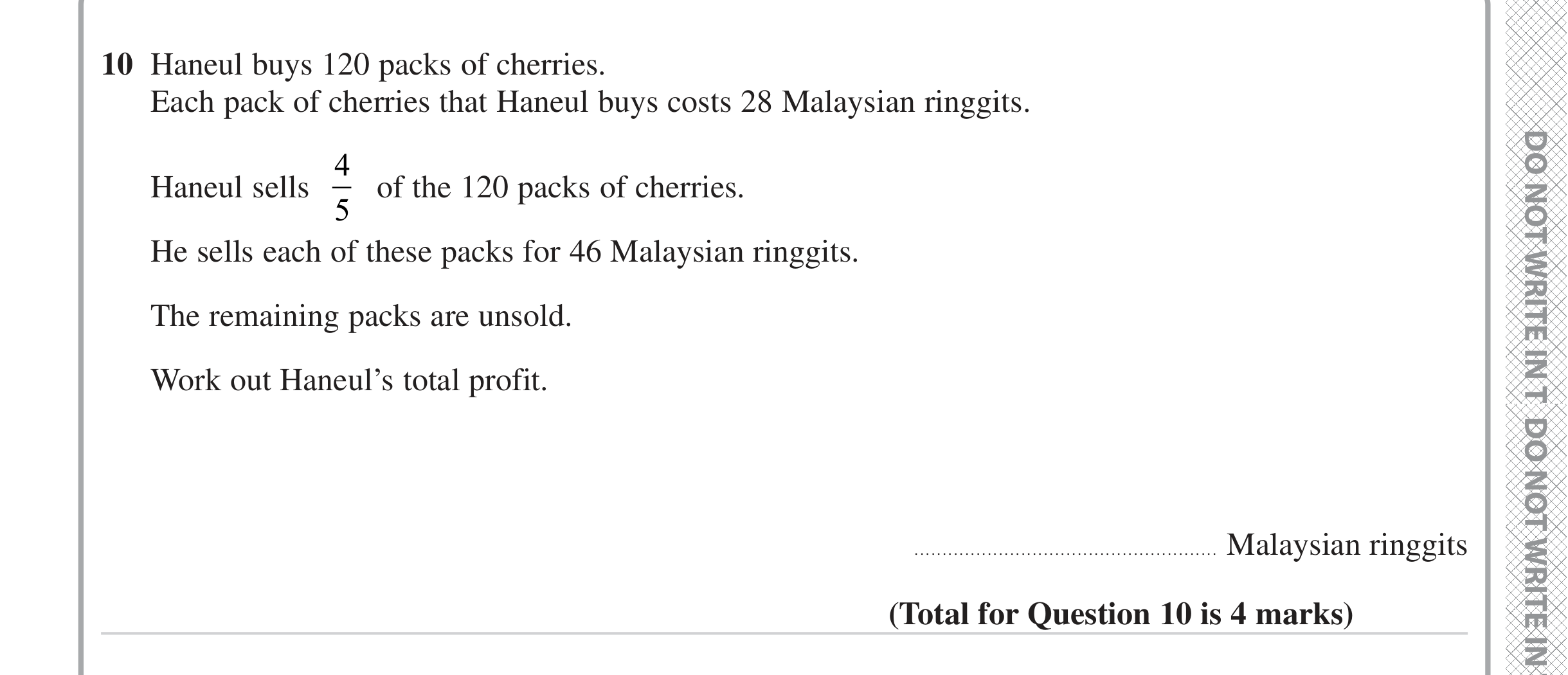 Question 10 — Fractions — Edexcel iGCSE June 2023
