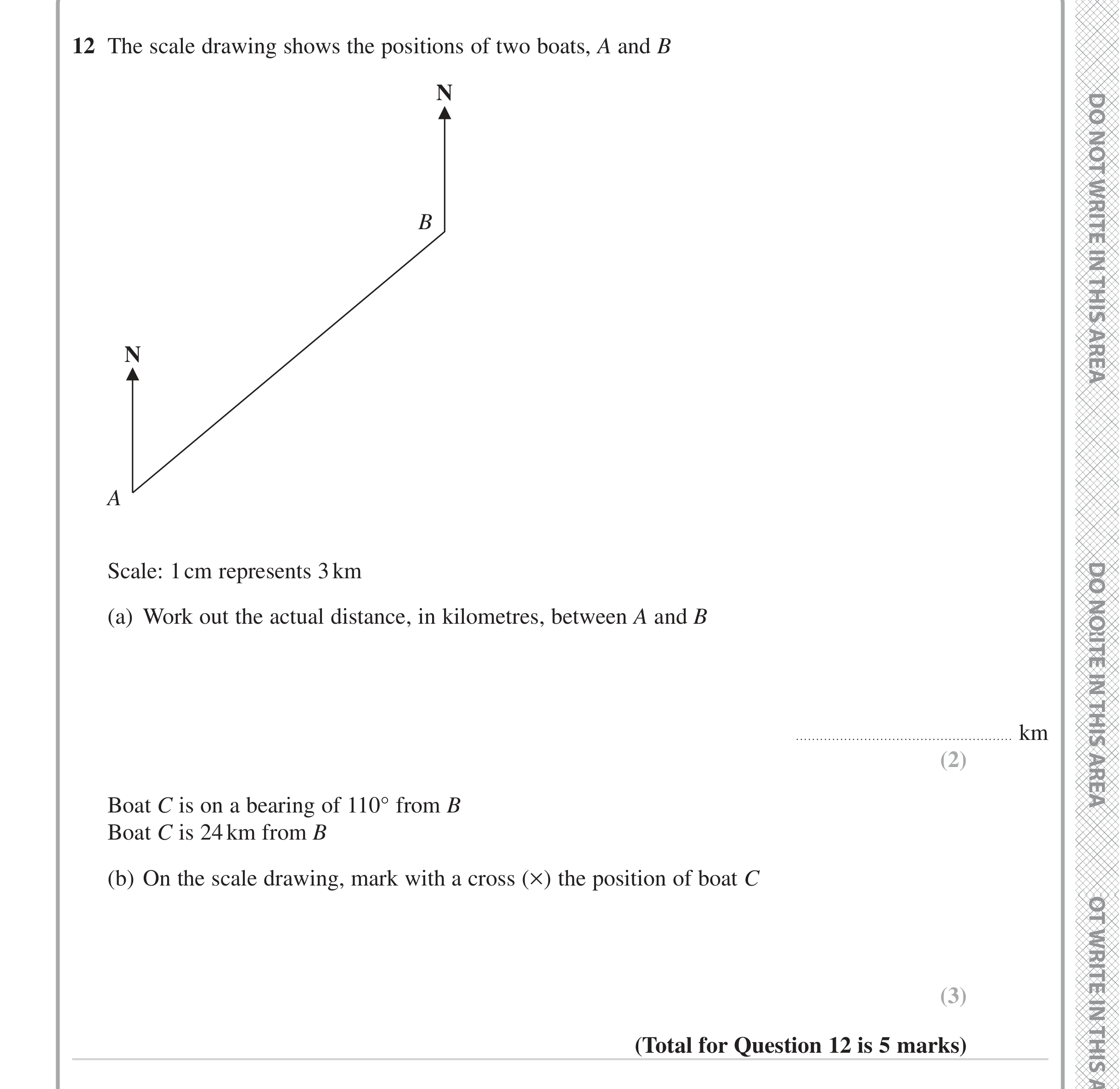 Question 12 — Bearings, Maps — Edexcel iGCSE June 2023