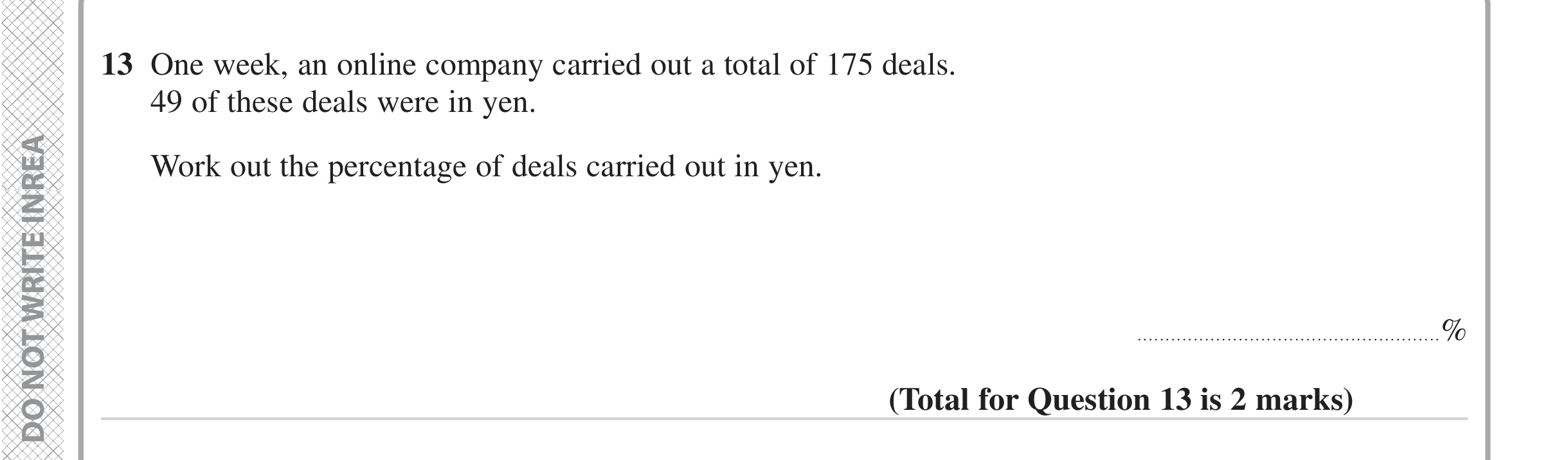 Question 13 — Percentages — Edexcel iGCSE June 2023