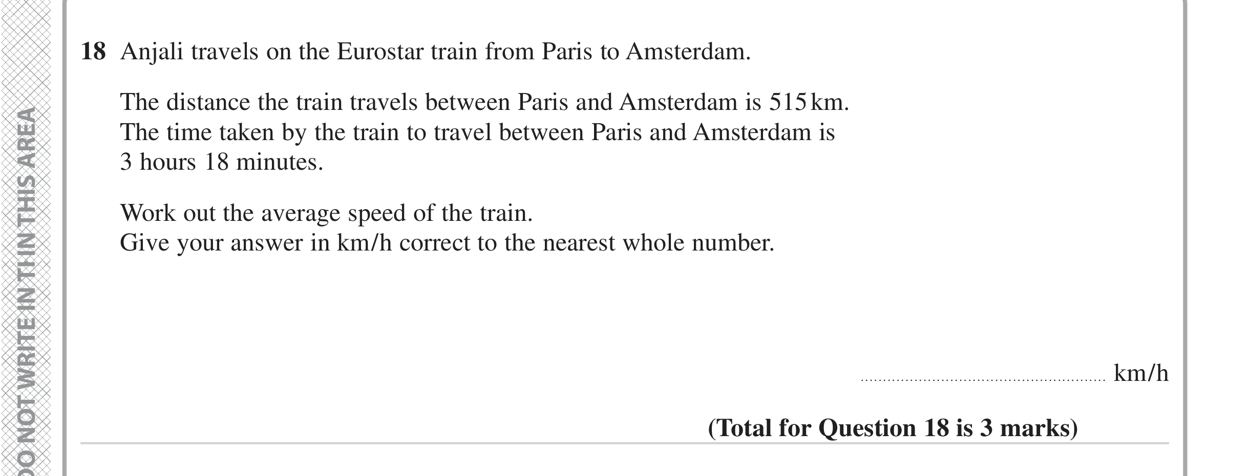 Question 18 — Speed/Distance/Time/Density/Pressure — Edexcel iGCSE June 2023