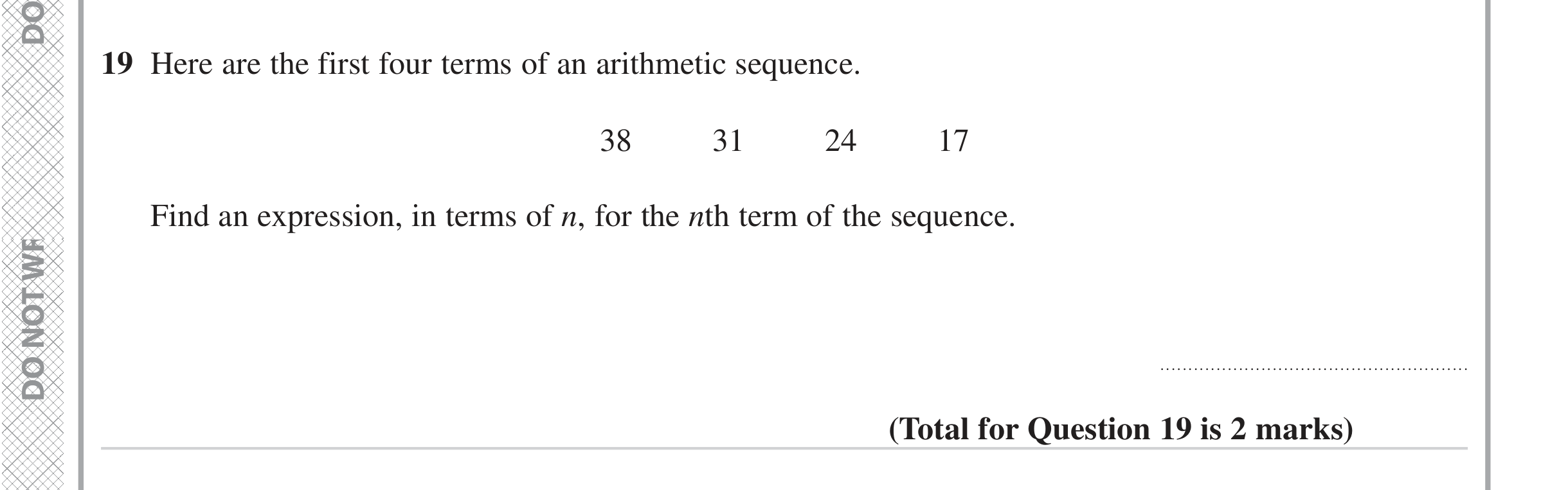 Question 19 — Sequences — Edexcel iGCSE June 2023