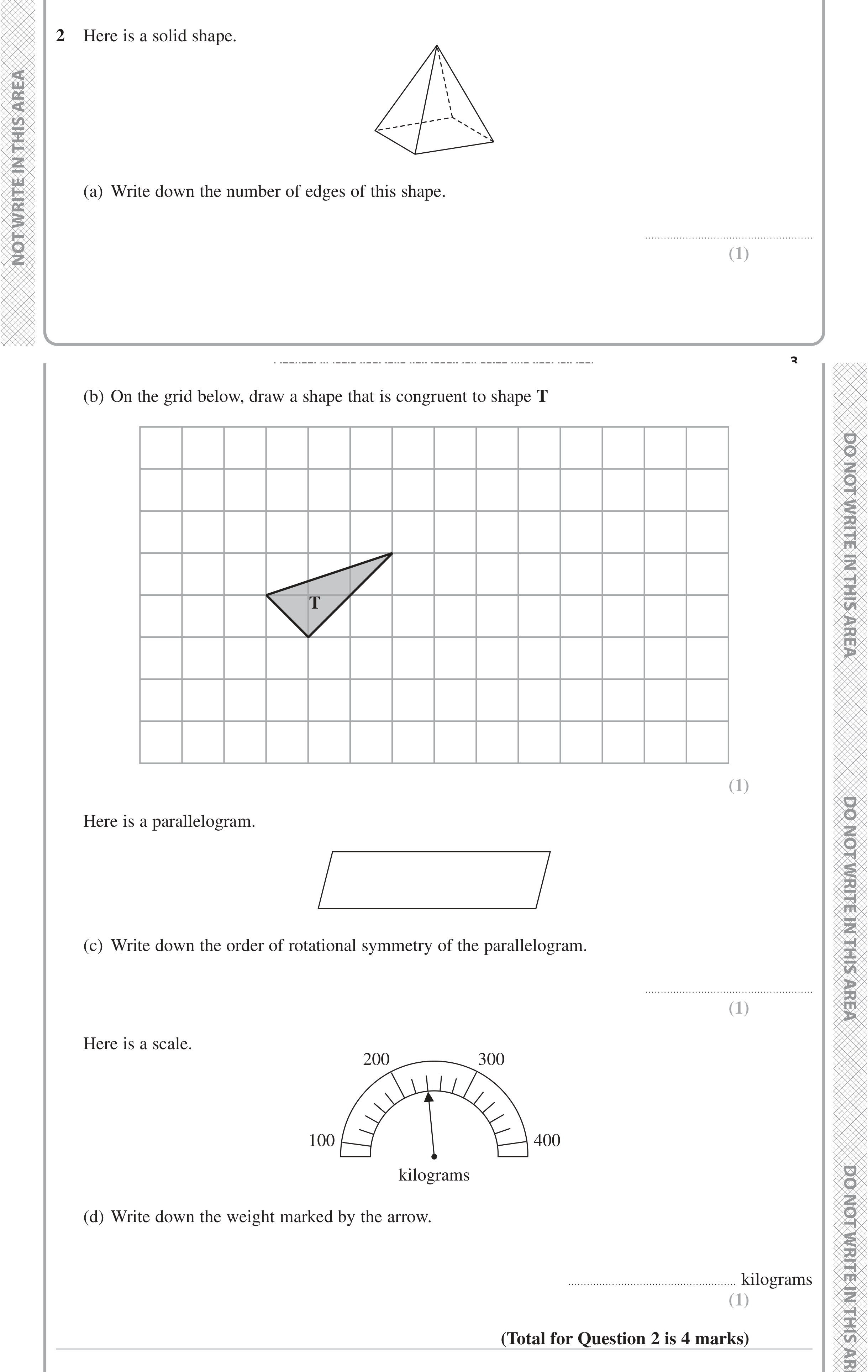 Question 2 — 3D Shapes and Volume, Congruence and Similarity, Symmetry, Interpret Scale — Edexcel iGCSE June 2023