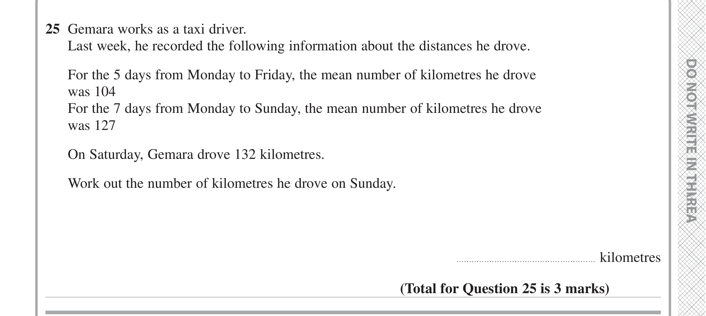 Question 25 — Mean/Median/Mode/Range — Edexcel iGCSE June 2023
