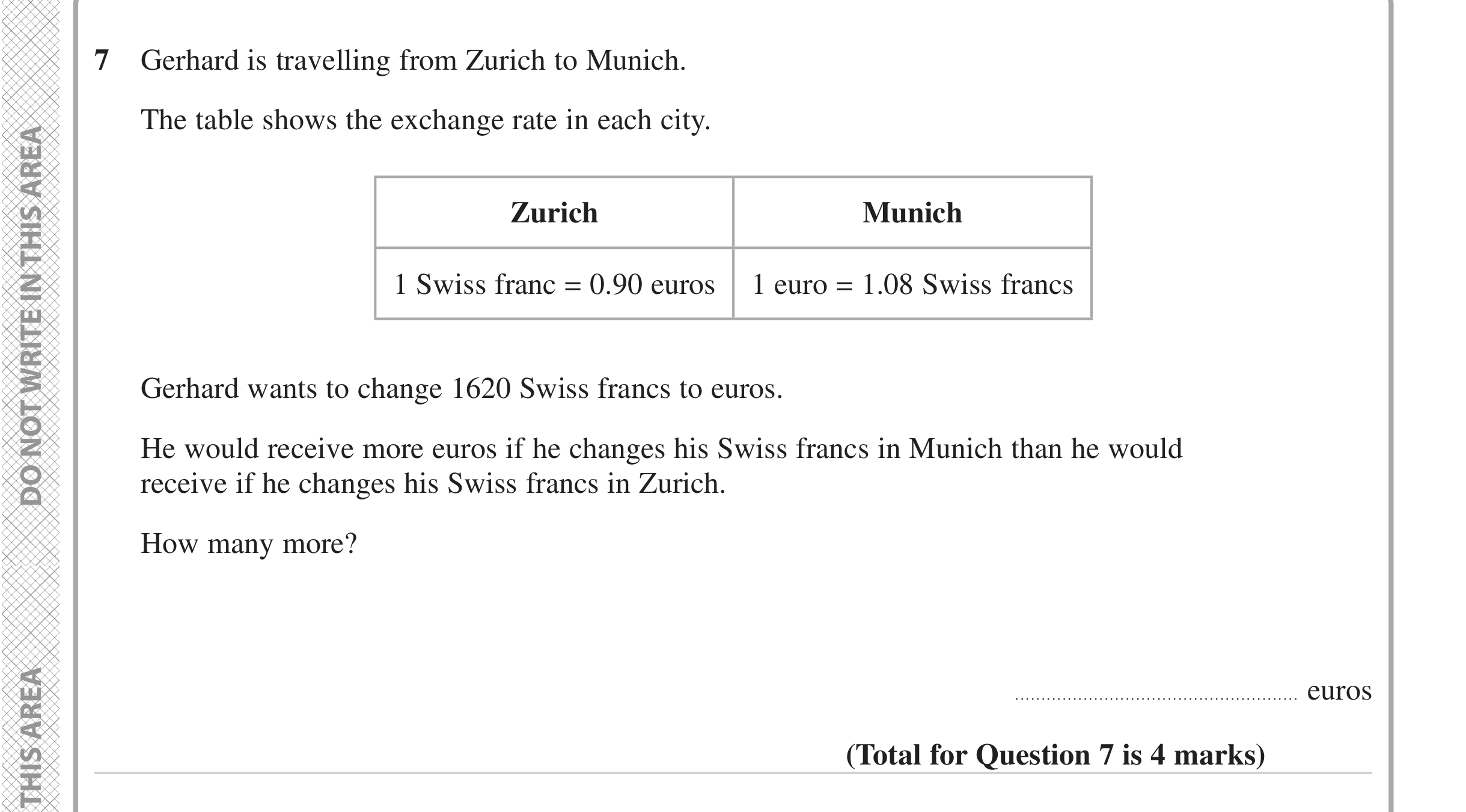 Question 7 — Exchange Rate — Edexcel iGCSE June 2023