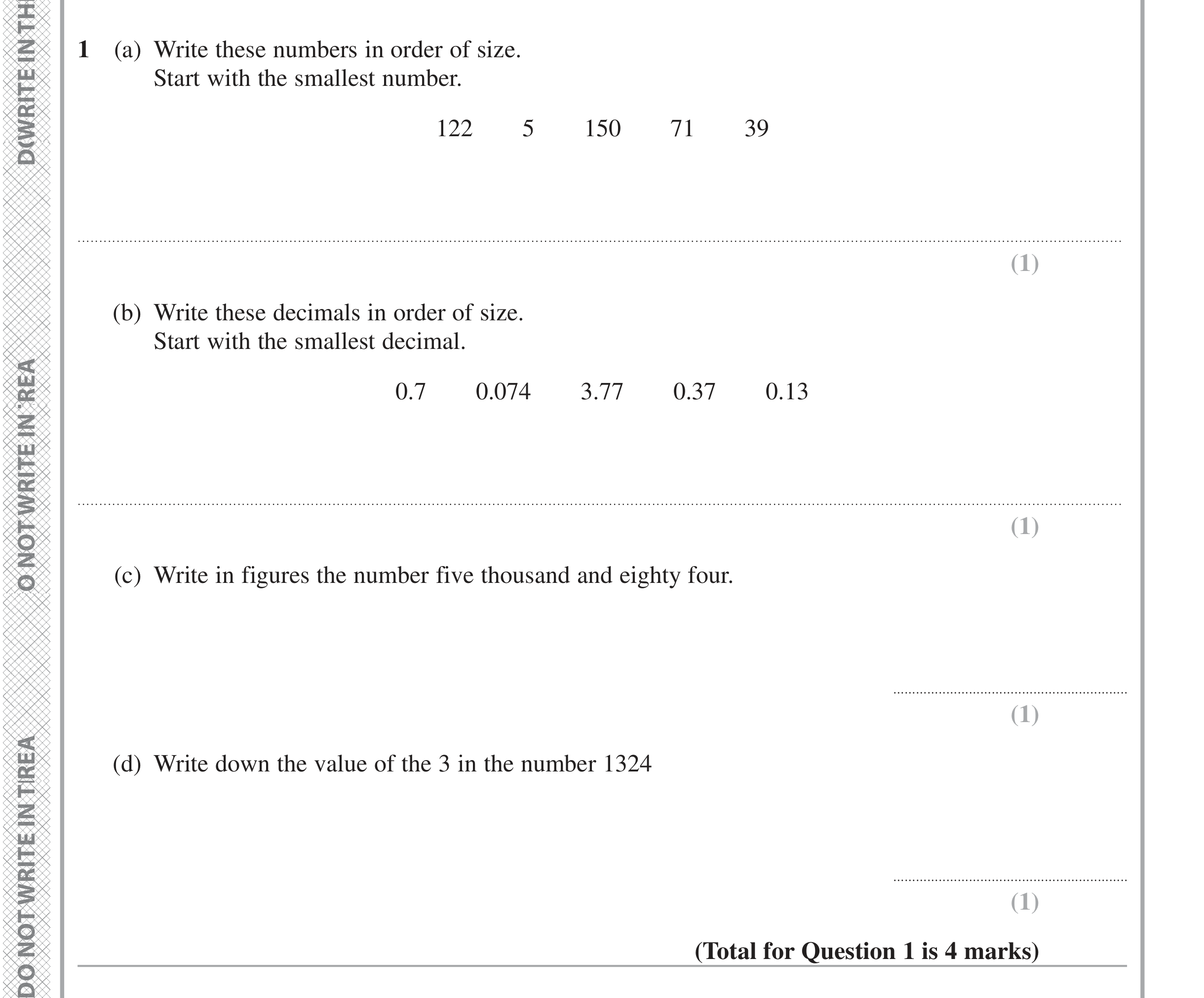 Question 1 — Numbers, Decimals, Place Value — Edexcel iGCSE June 2024
