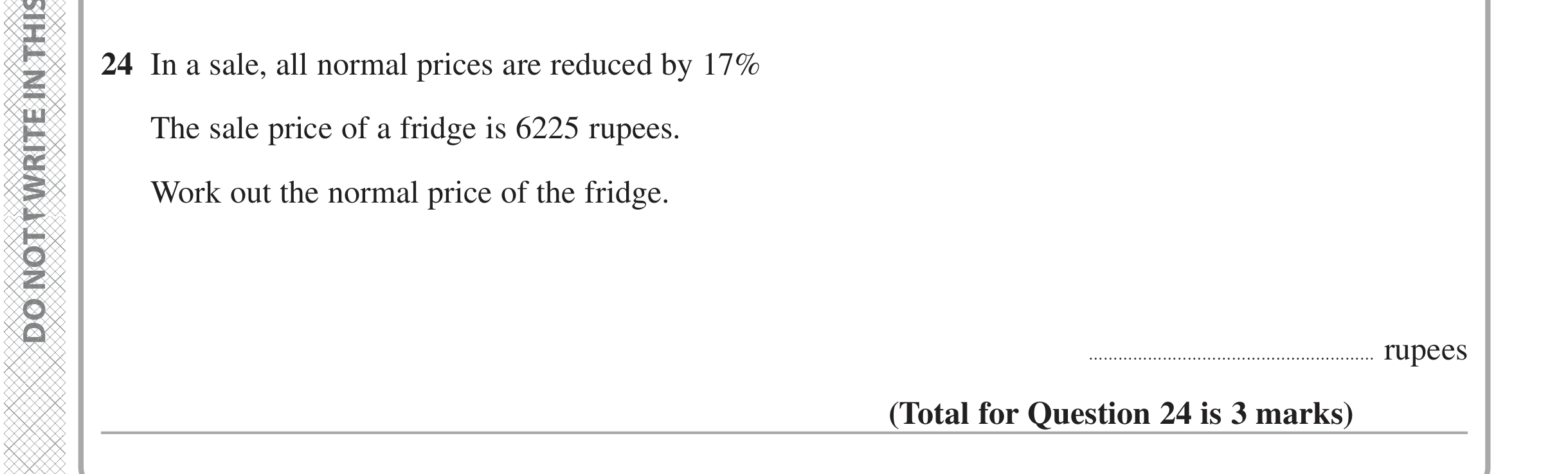 Question 24 — Percentages — Edexcel iGCSE June 2024