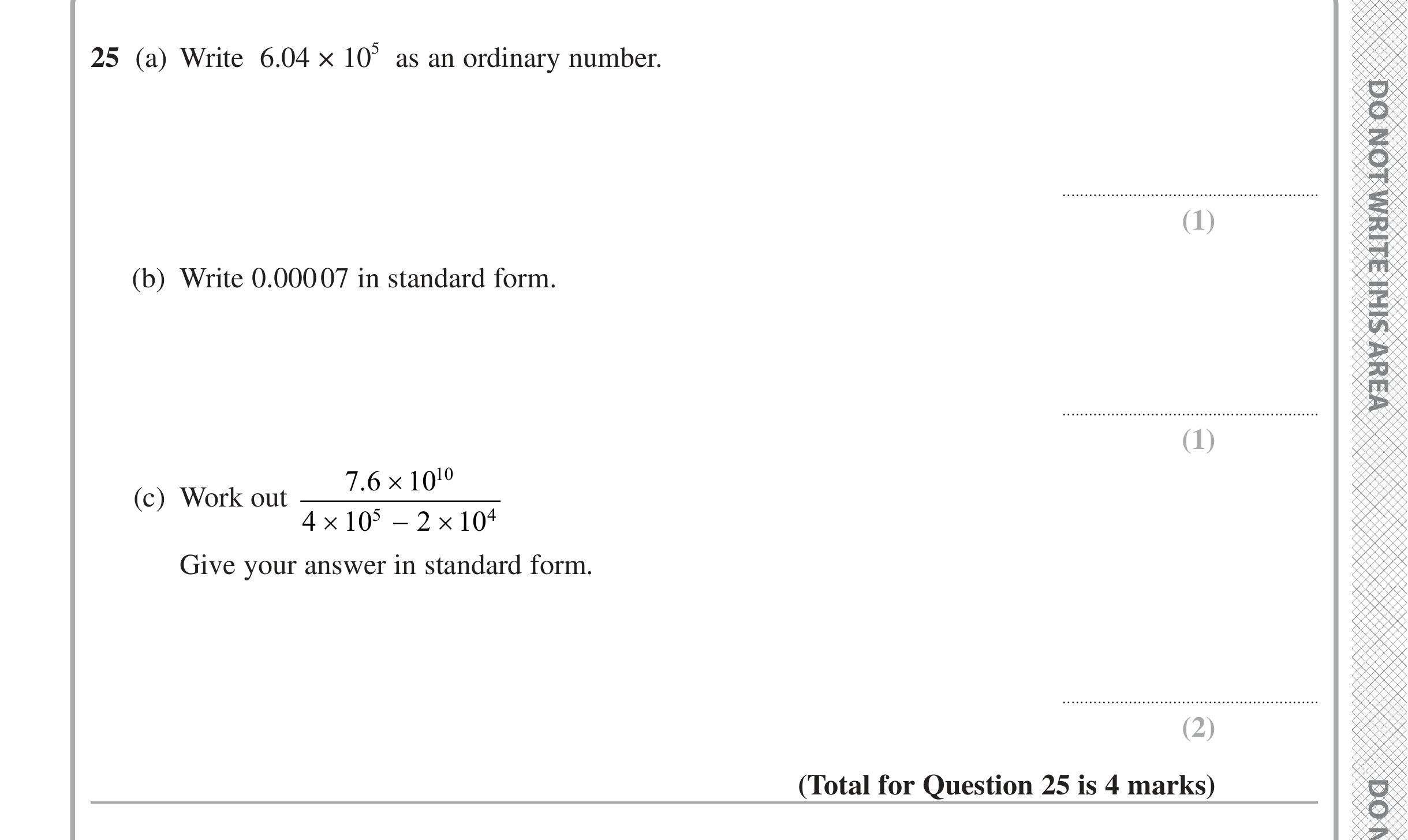 Question 25 — Standard Form — Edexcel iGCSE June 2024
