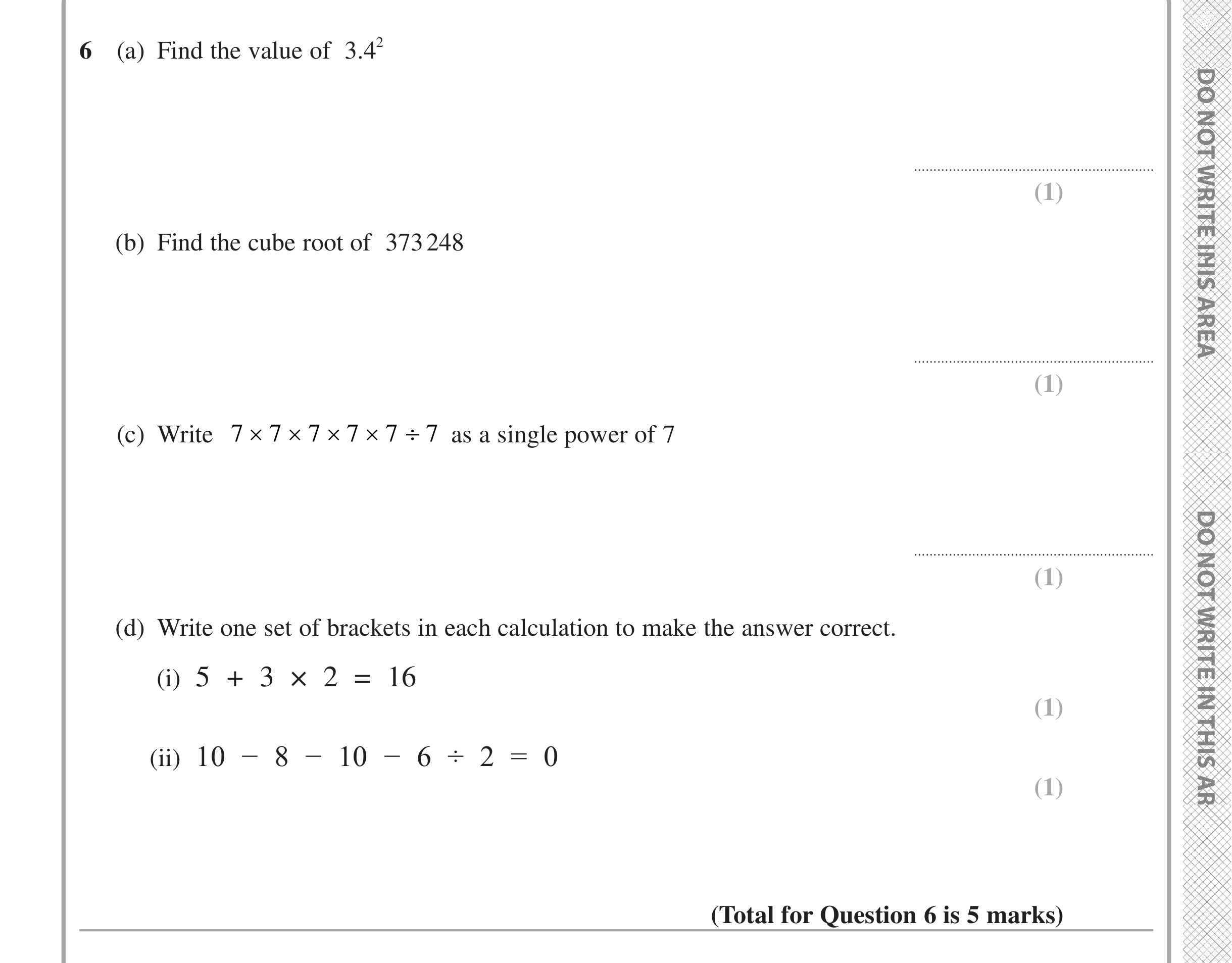 Question 6 — Calculator Questions, Powers, Numbers — Edexcel iGCSE June 2024