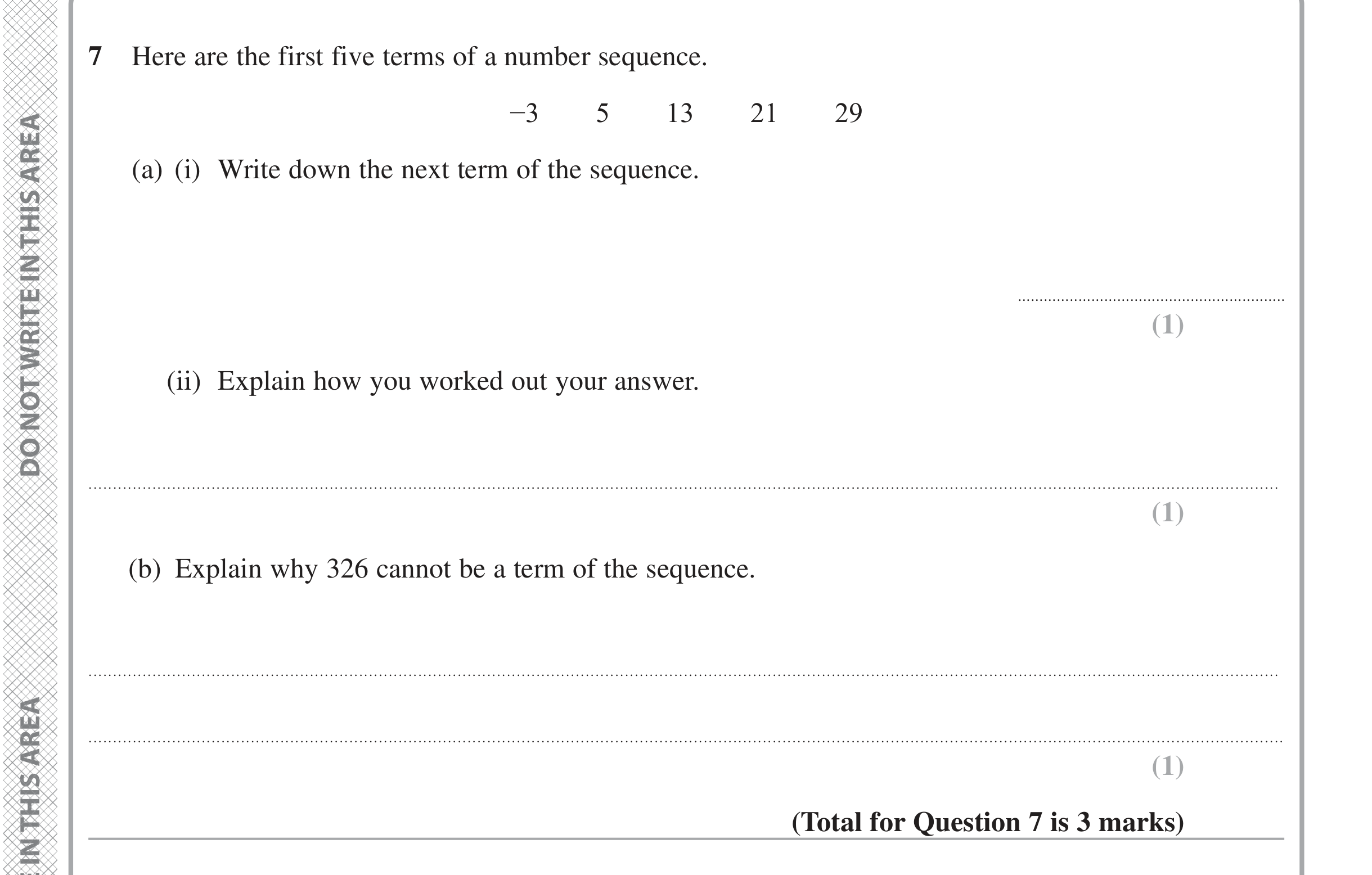 Question 7 — Sequences — Edexcel iGCSE June 2024