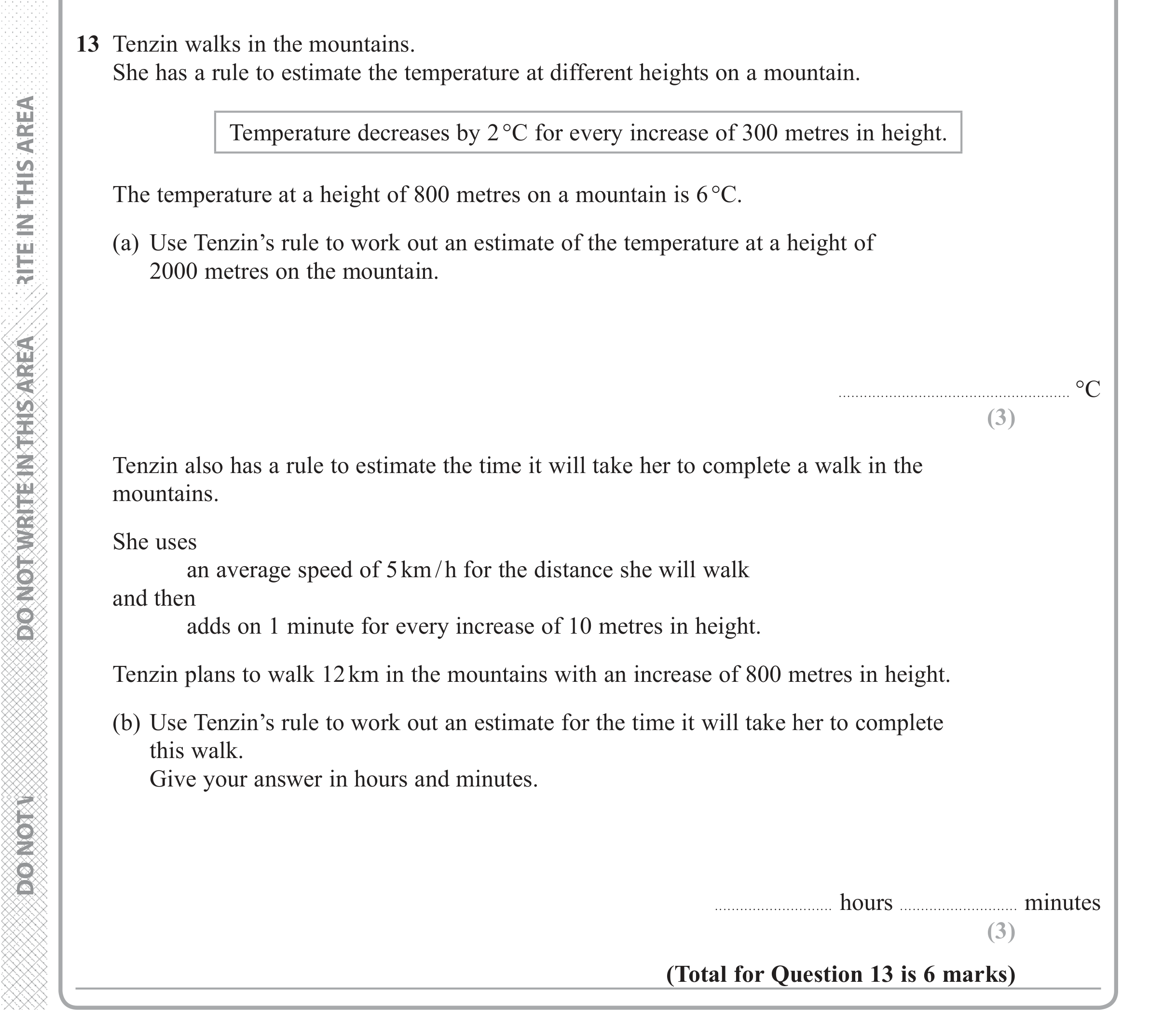 Question 13 — Formulae, Speed/Distance/Time/Density/Pressure — Edexcel iGCSE June 2018