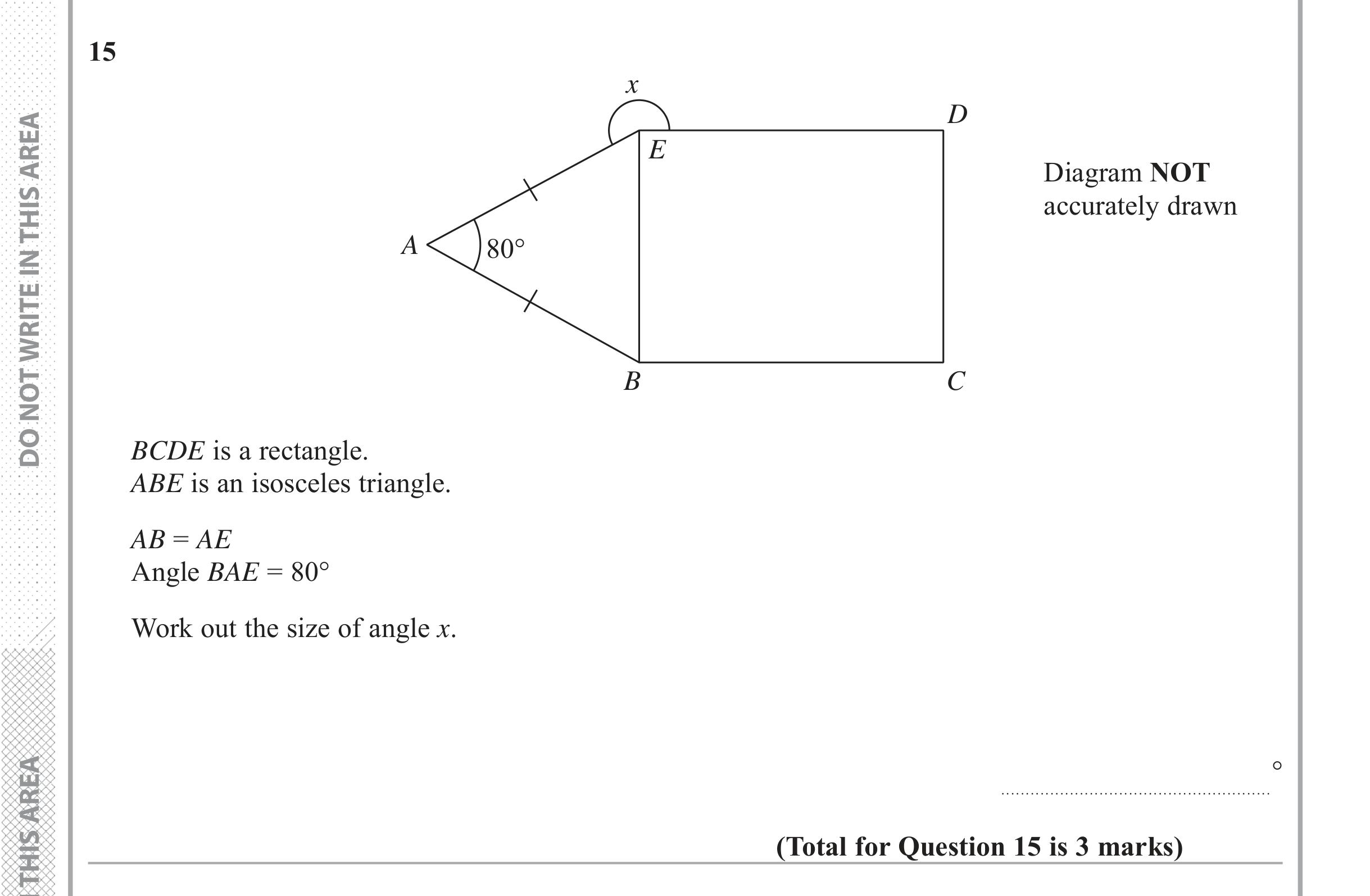 Question 15 — Angles — Edexcel iGCSE June 2018