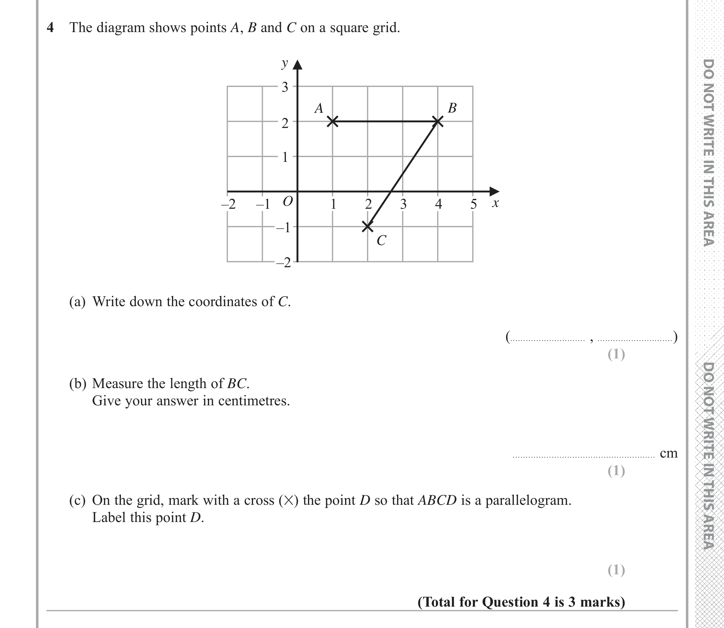 Question 4 — Coordinates, Measure, Polygons — Edexcel iGCSE June 2018