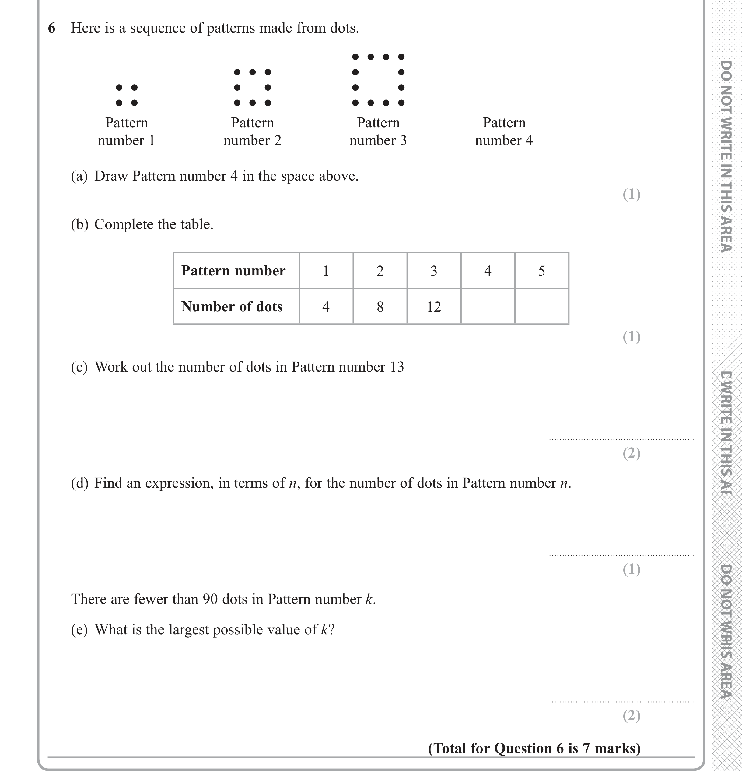 Question 6 — Sequences — Edexcel iGCSE June 2018
