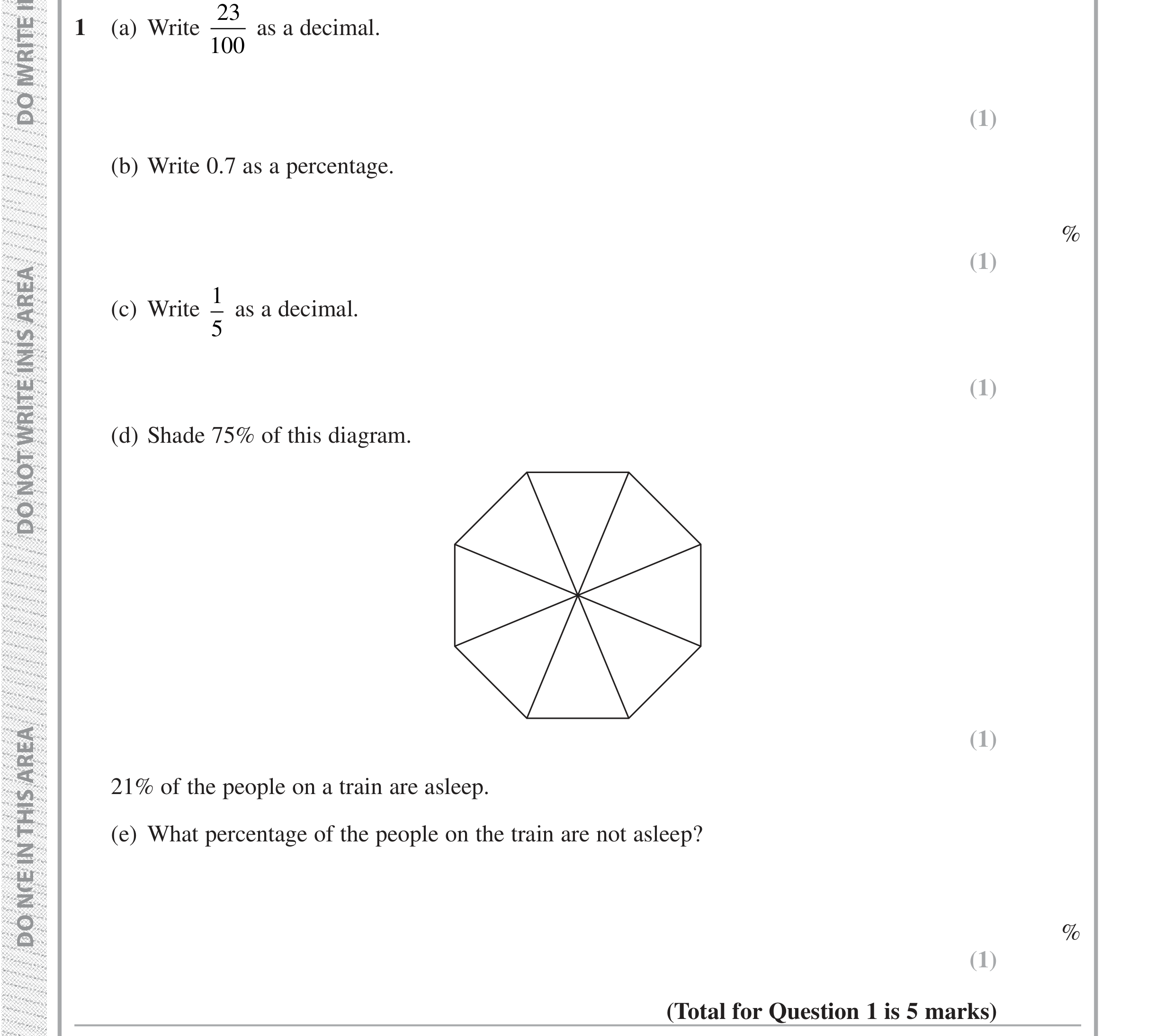 Question 1 — Decimals, Fractions, Percentages — Edexcel iGCSE Jan 2019