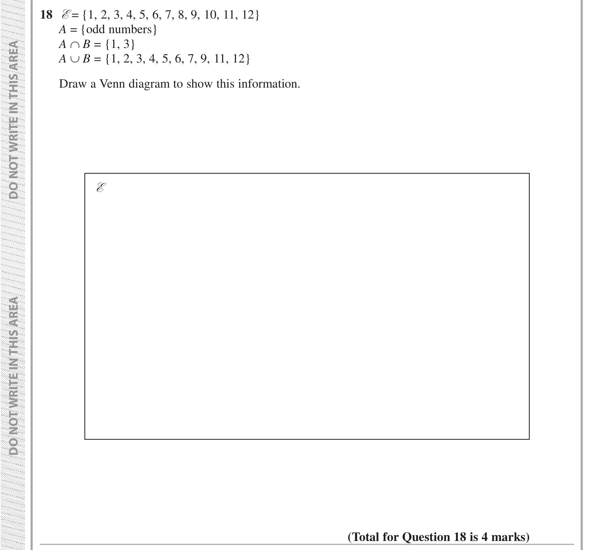Question 18 — Set Notation — Edexcel iGCSE Jan 2019