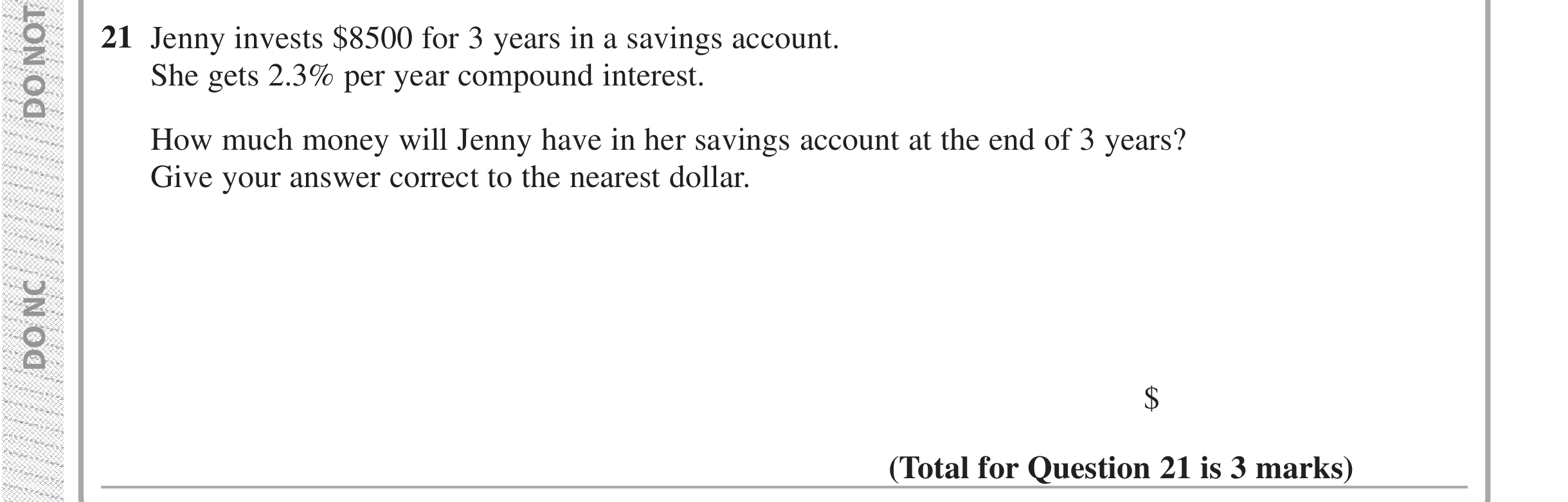 Question 21 — Compound Interest — Edexcel iGCSE Jan 2019