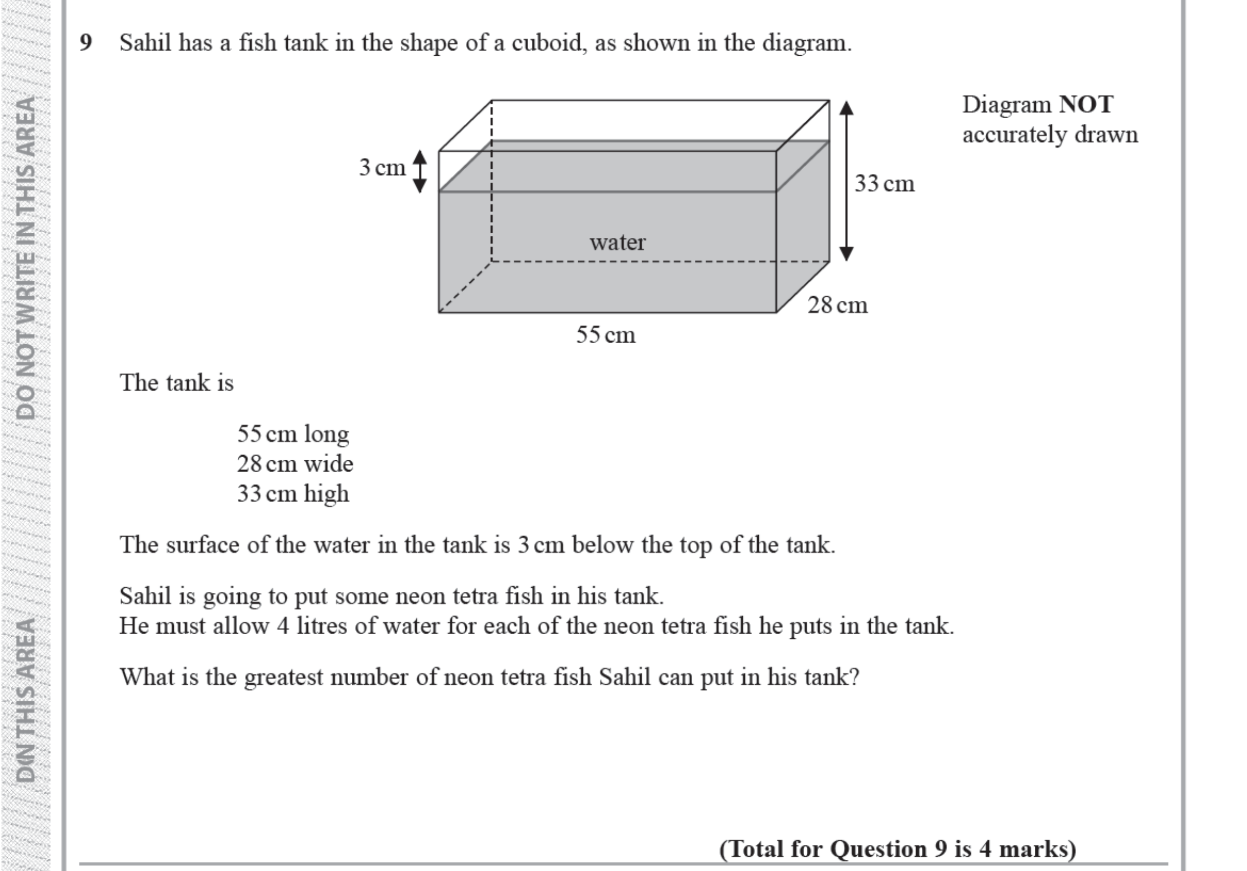 Question 9 — 3D Shapes and Volume — Edexcel iGCSE Jan 2019