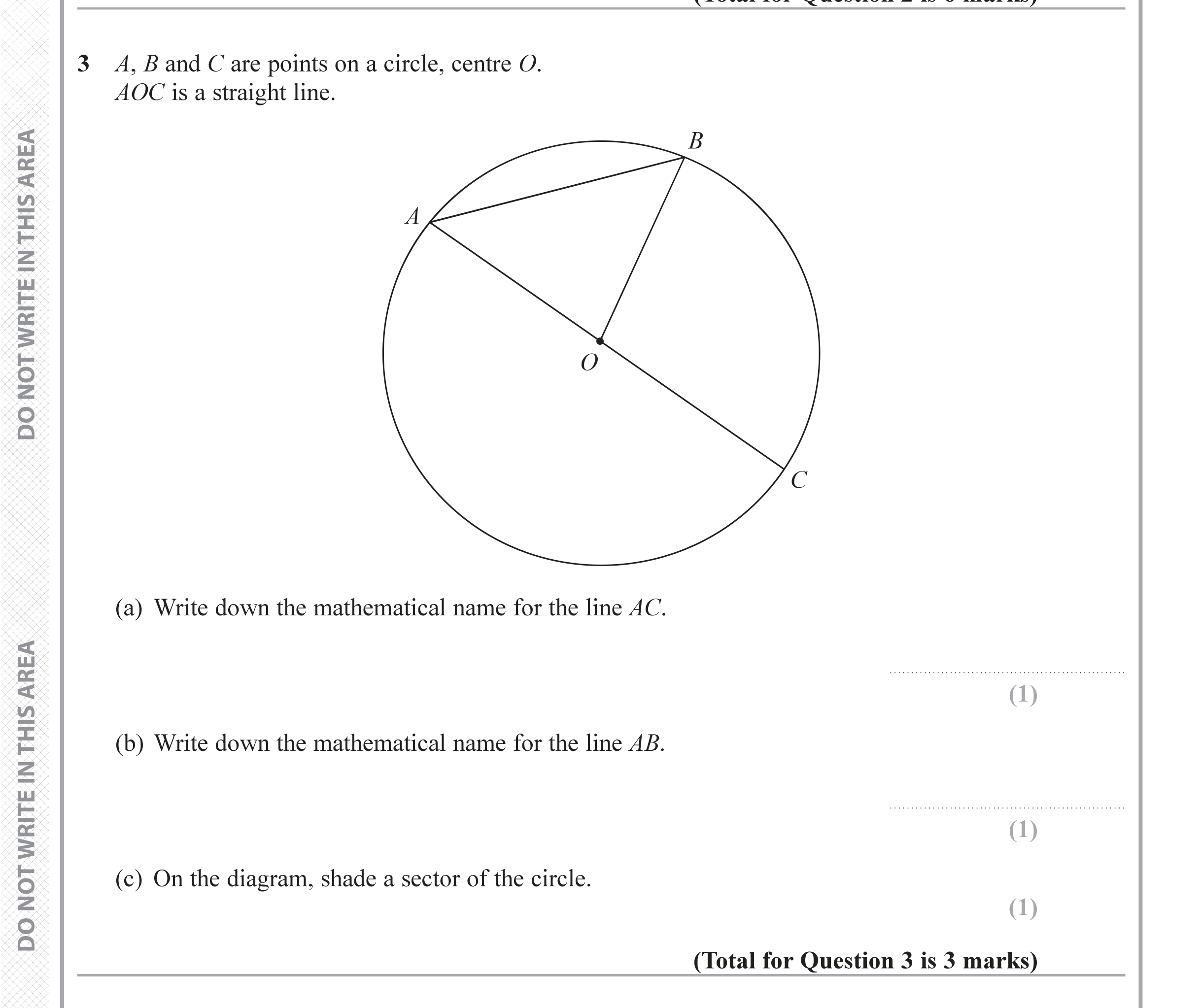 Question 3 — Circles — Edexcel iGCSE June 2019
