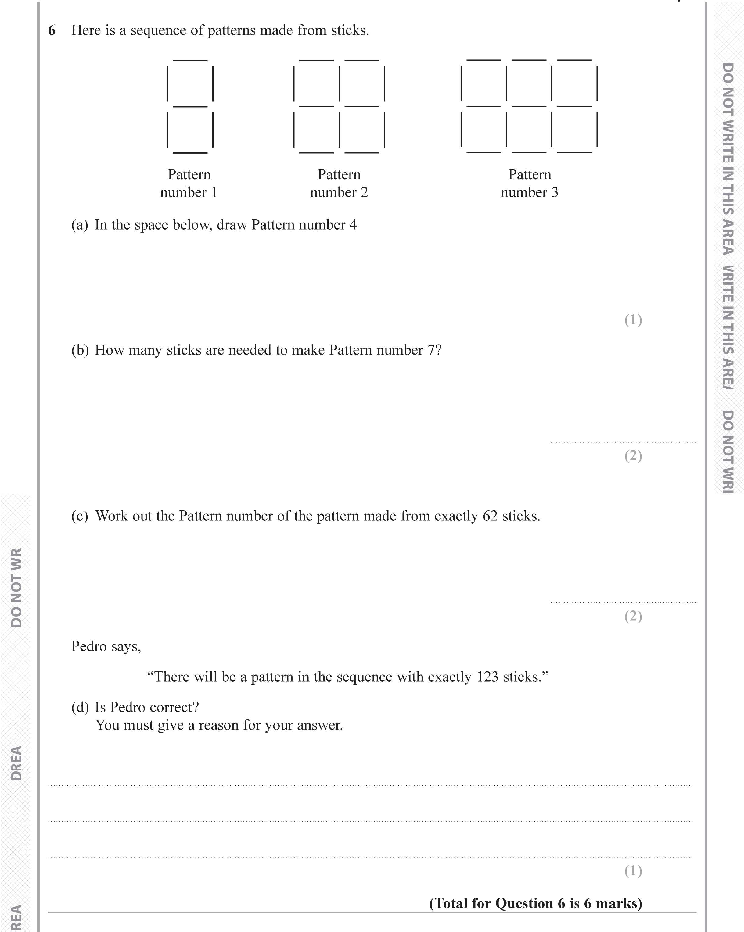 Question 6 — Sequences — Edexcel iGCSE June 2019