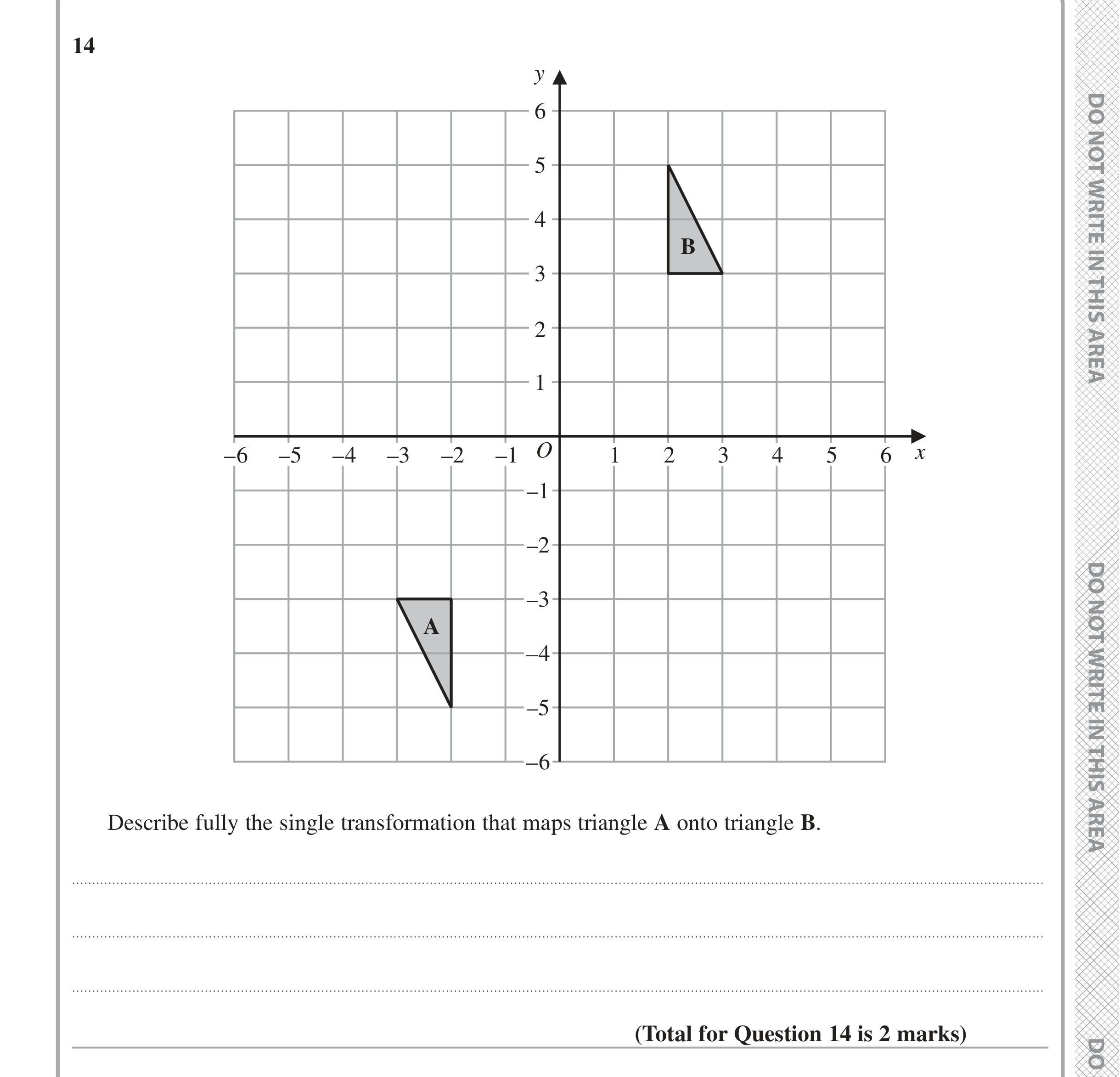 Question 14 — Rotations/Reflections/Translations/Enlargements — Edexcel iGCSE Jan 2020