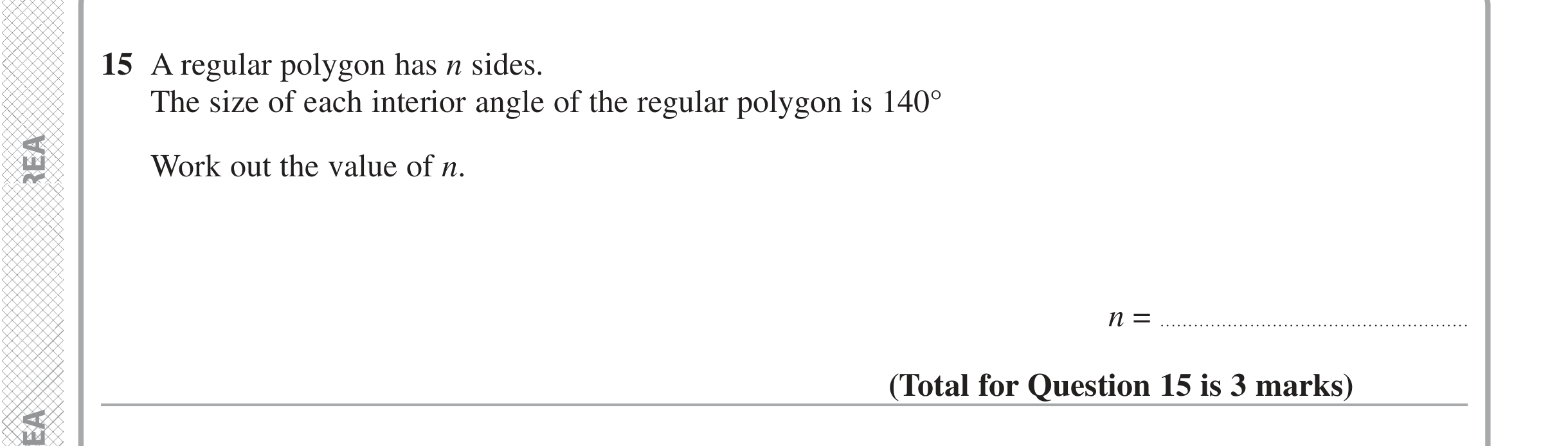Question 15 — Angles — Edexcel iGCSE Jan 2020