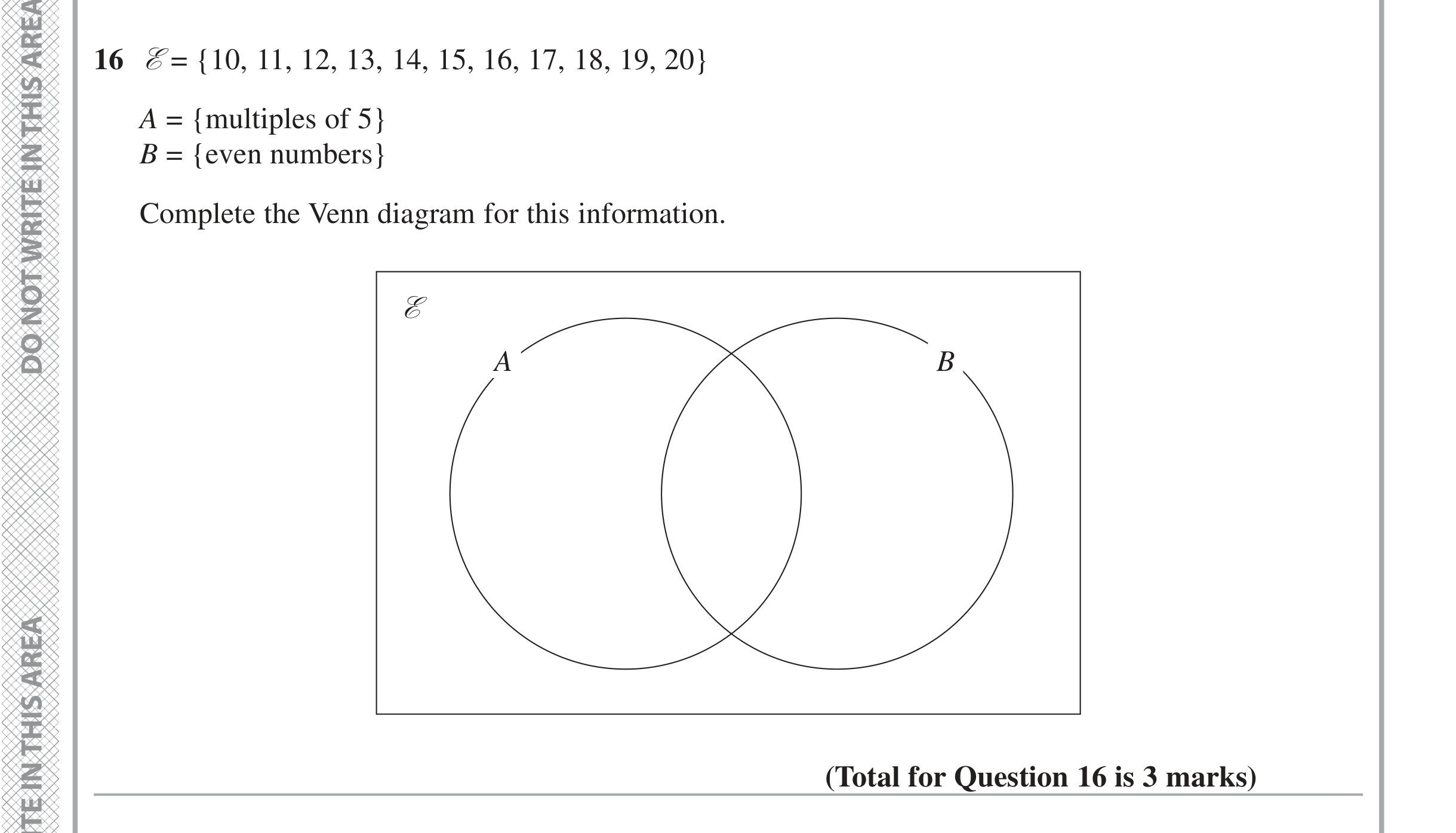 Question 16 — Set Notation — Edexcel iGCSE Jan 2020