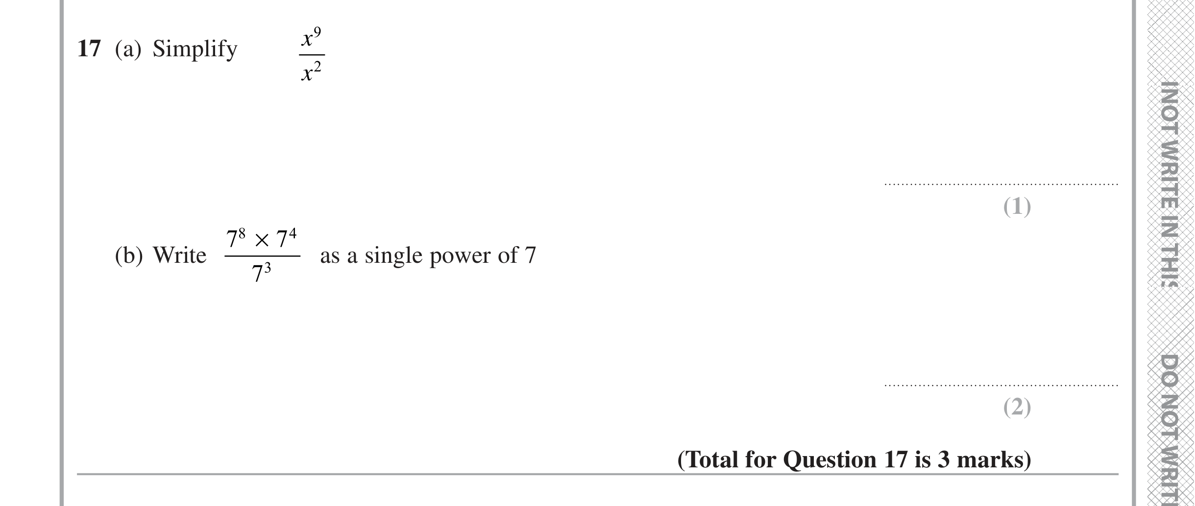 Question 17 — Powers — Edexcel iGCSE Jan 2020
