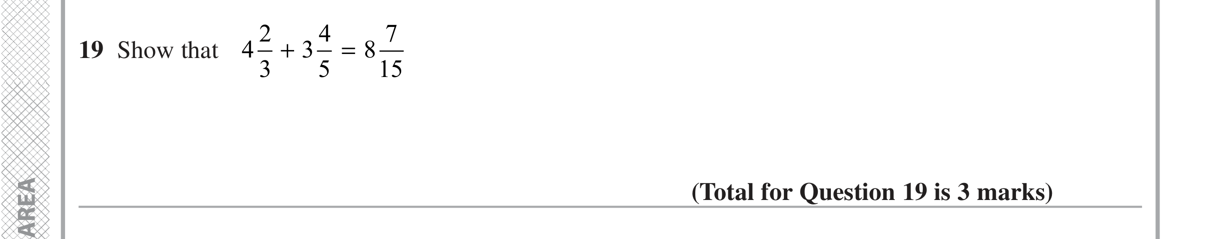 Question 19 — Fractions — Edexcel iGCSE Jan 2020