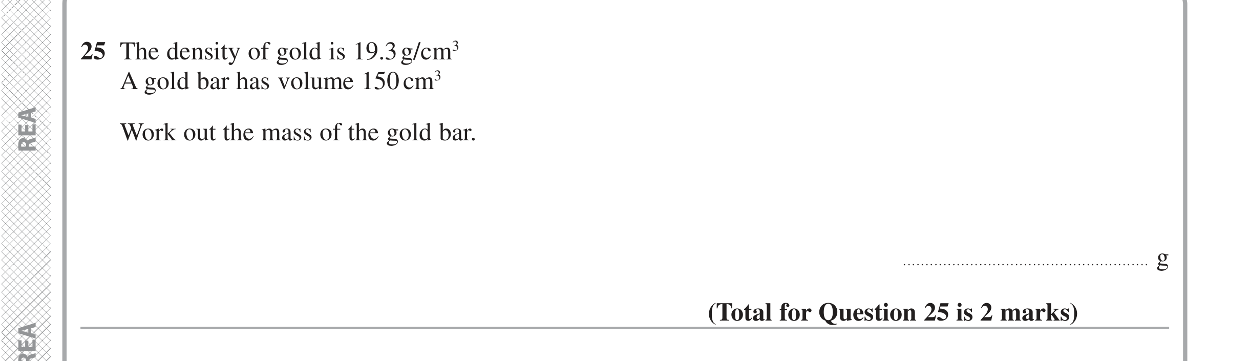 Question 25 — Speed/Distance/Time/Density/Pressure — Edexcel iGCSE Jan 2020