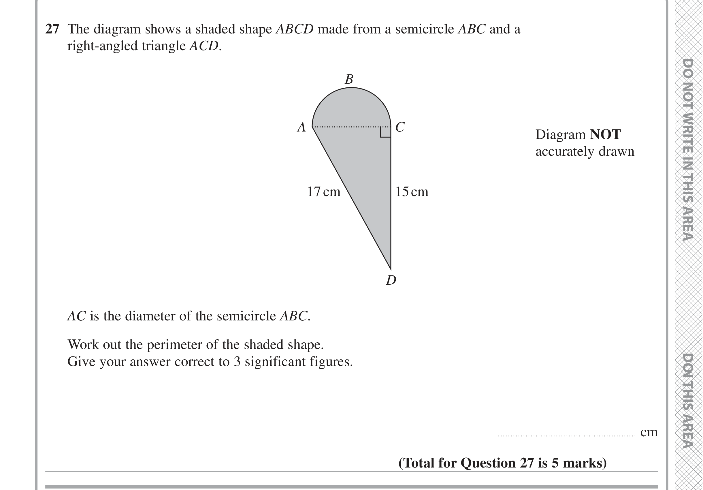 Question 27 — Perimeter and Area — Edexcel iGCSE Jan 2020