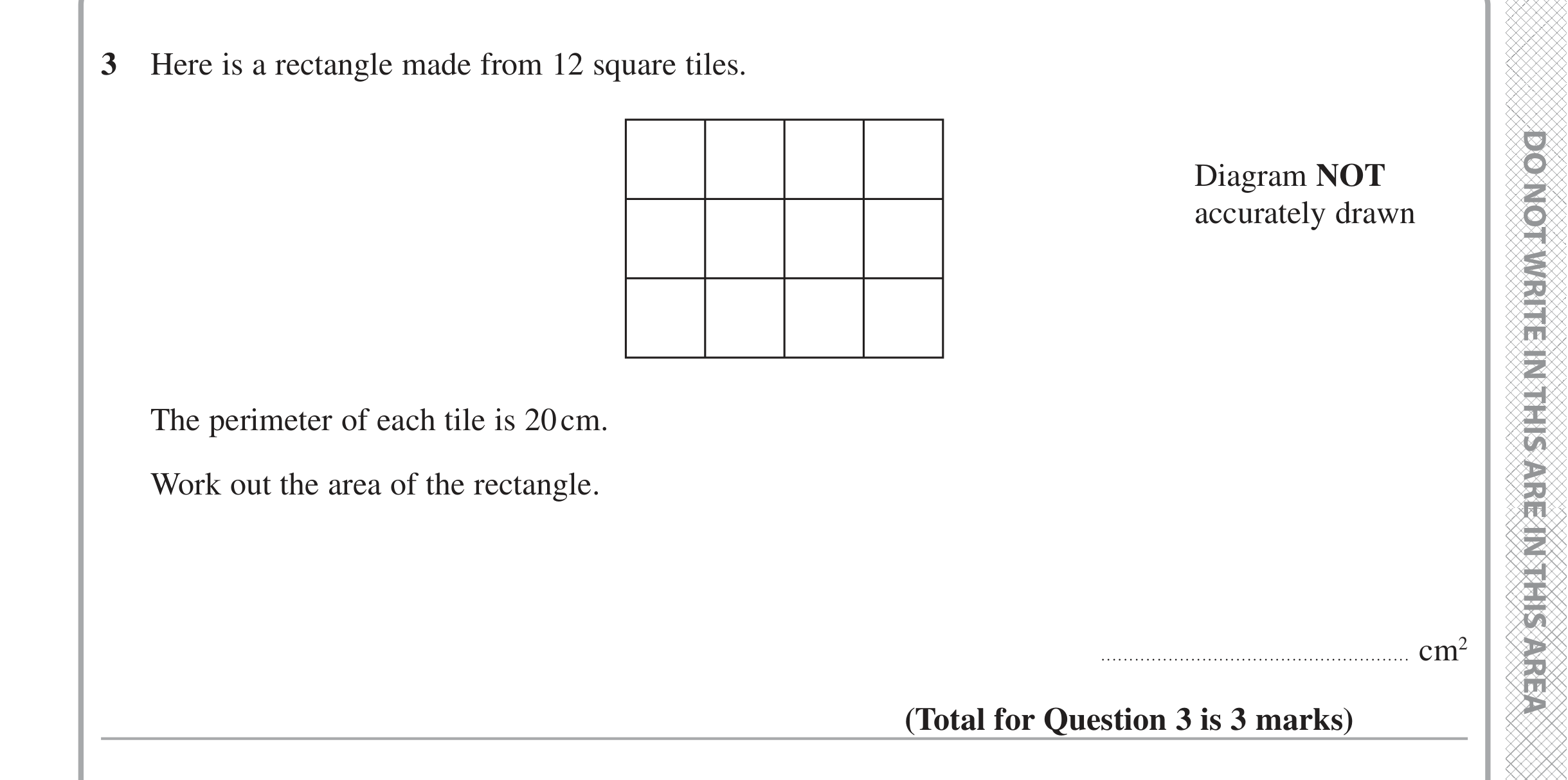 Question 3 — Perimeter and Area — Edexcel iGCSE Jan 2020