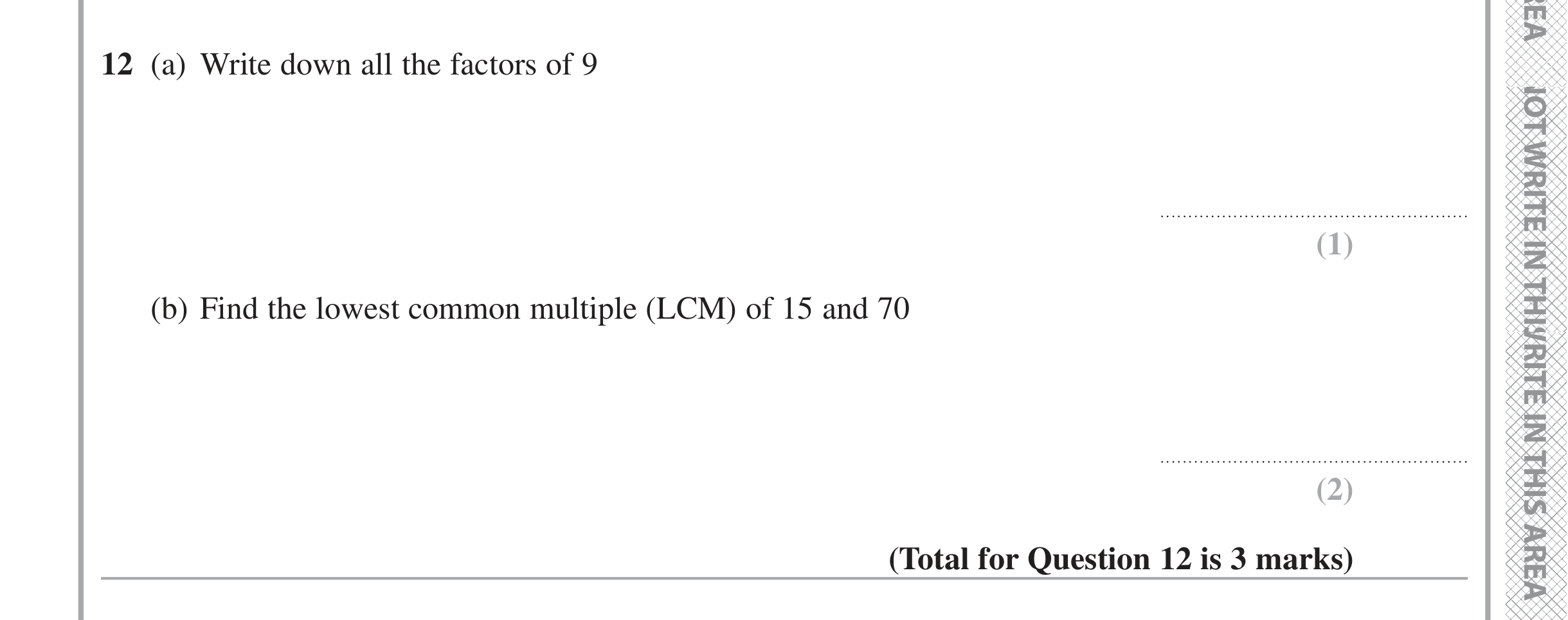 Question 12 — HCF and LCM — Edexcel iGCSE June 2020