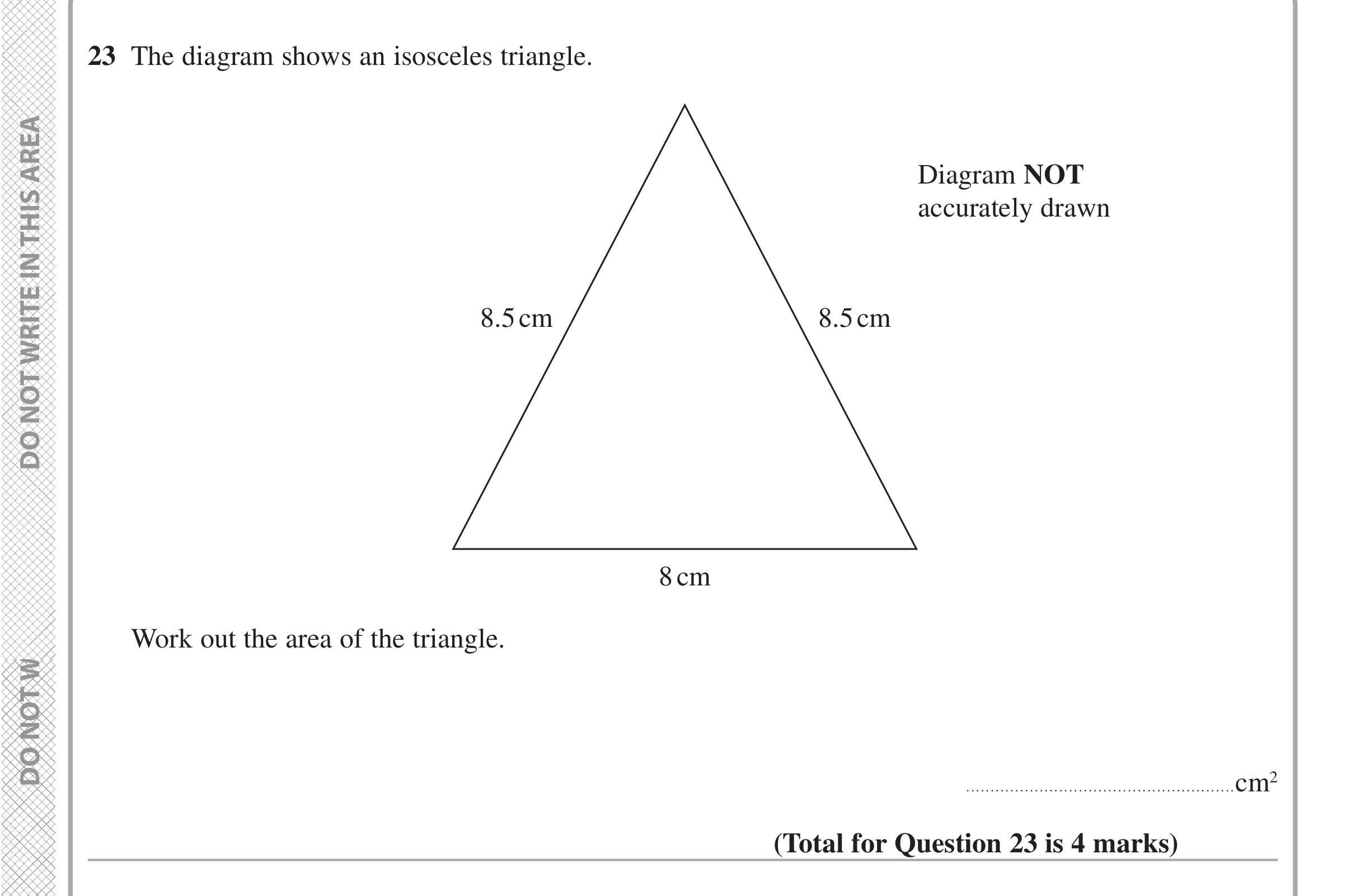 Question 23 — Pythagoras, Perimeter and Area — Edexcel iGCSE June 2020