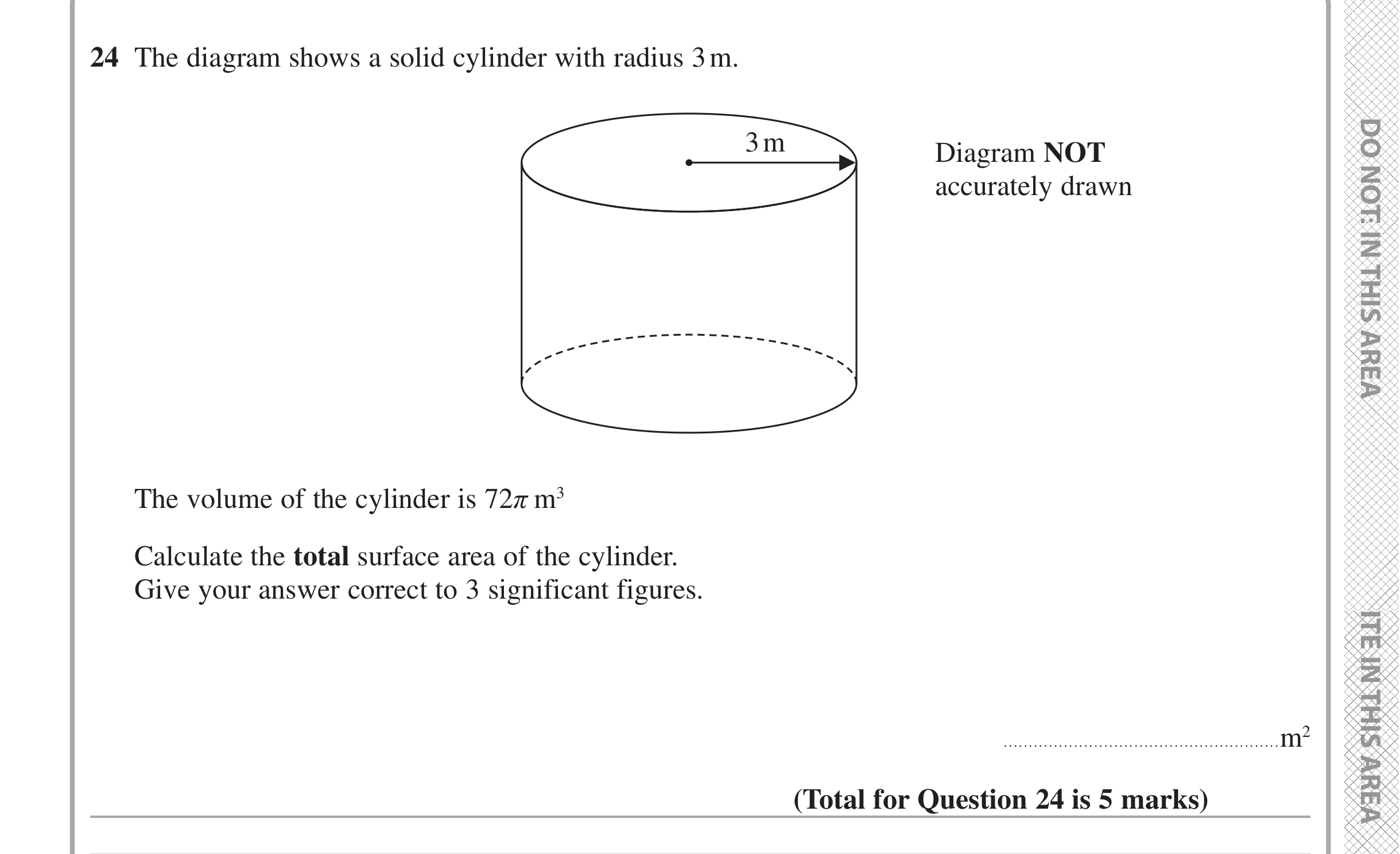 Question 24 — 3D Shapes and Volume, Surface Area — Edexcel iGCSE June 2020