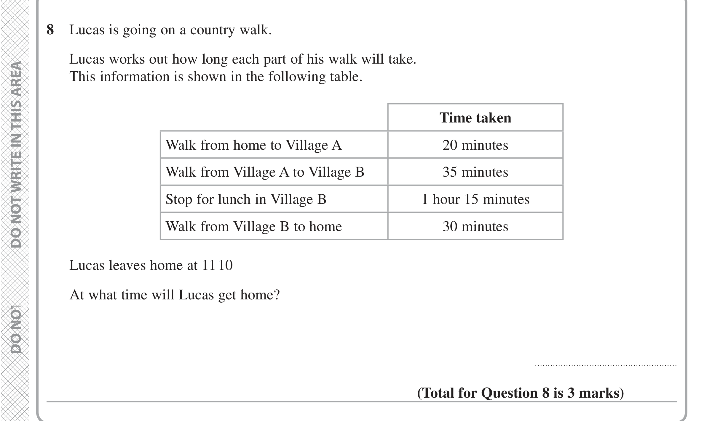 Question 8 — Time Questions — Edexcel iGCSE June 2020
