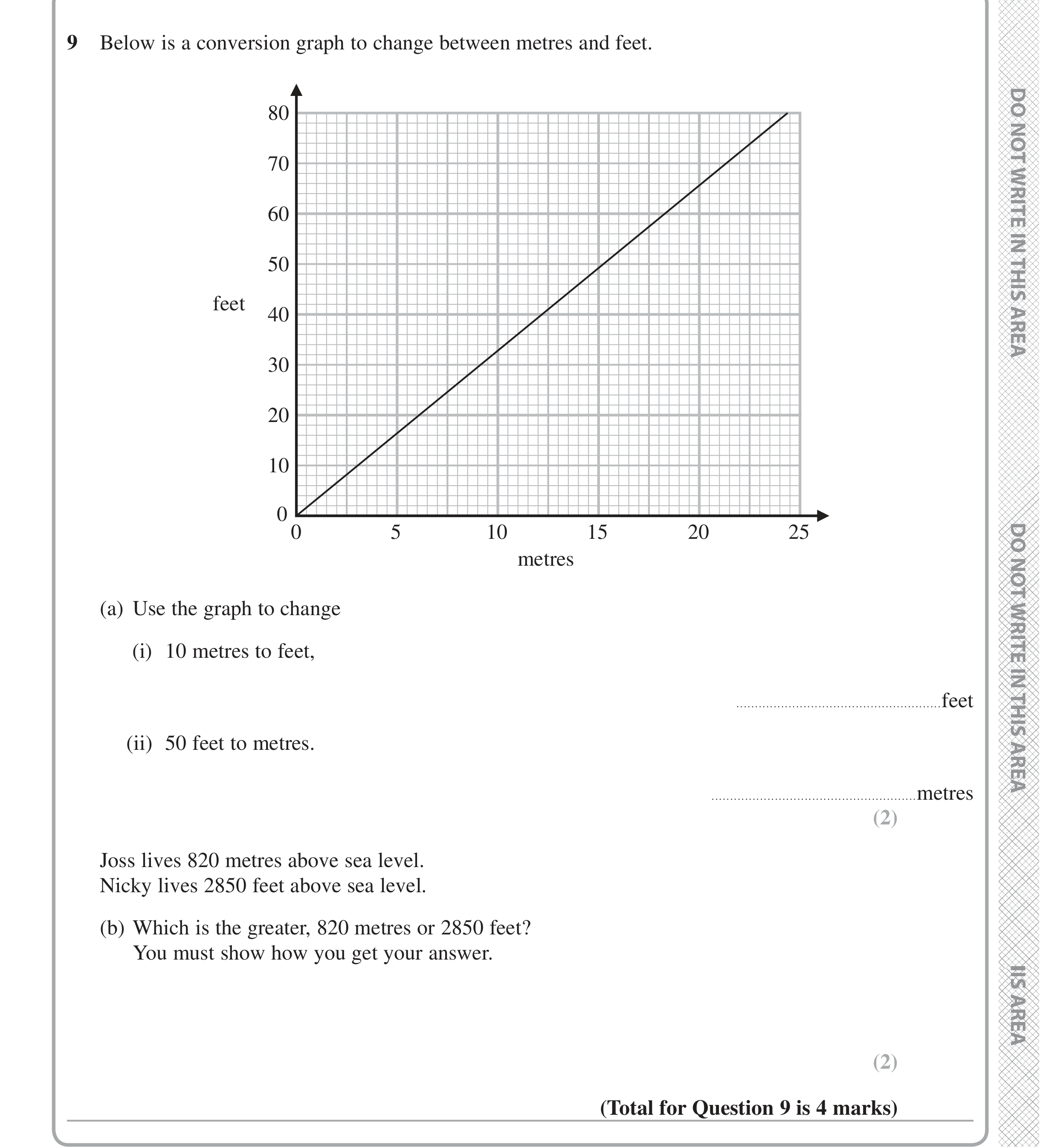 Question 9 — Unit Conversions, Interpreting Graphs — Edexcel iGCSE June 2020