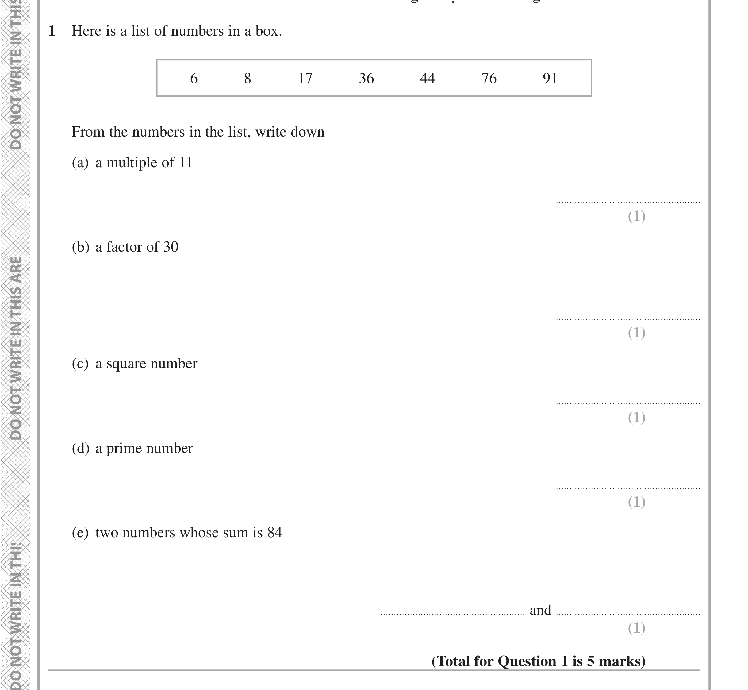 Question 1 — Numbers — Edexcel iGCSE Jan 2021