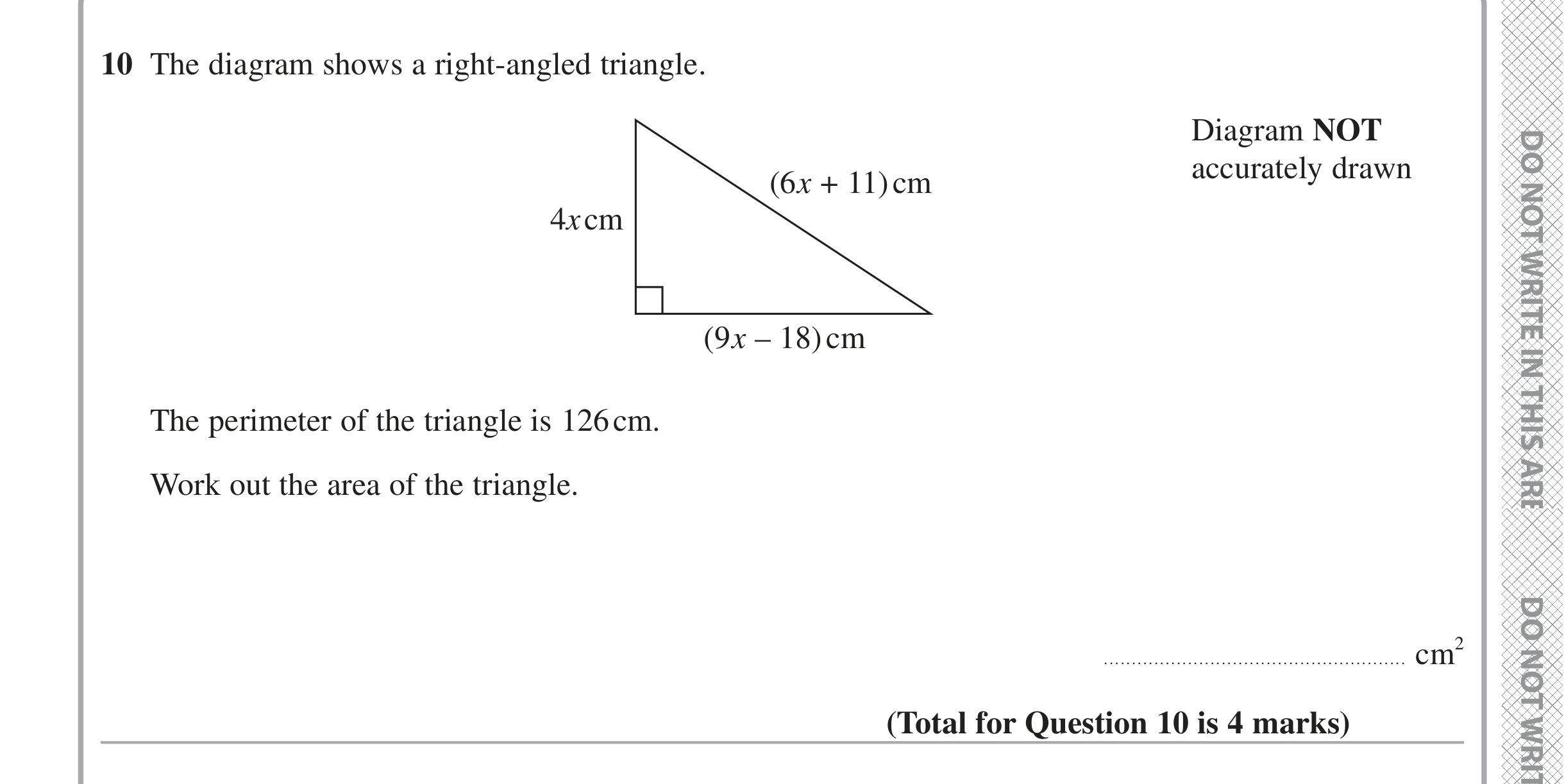 Question 10 — Perimeter and Area — Edexcel iGCSE Jan 2021