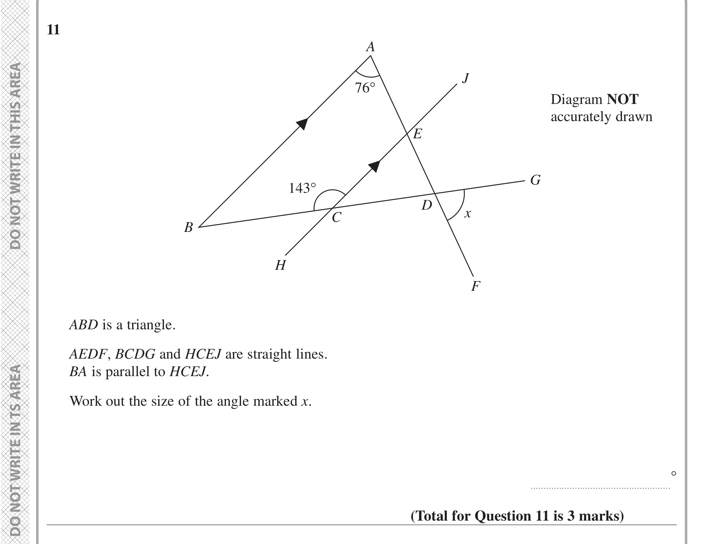 Question 11 — Angles in Parallel Lines, Angles — Edexcel iGCSE Jan 2021