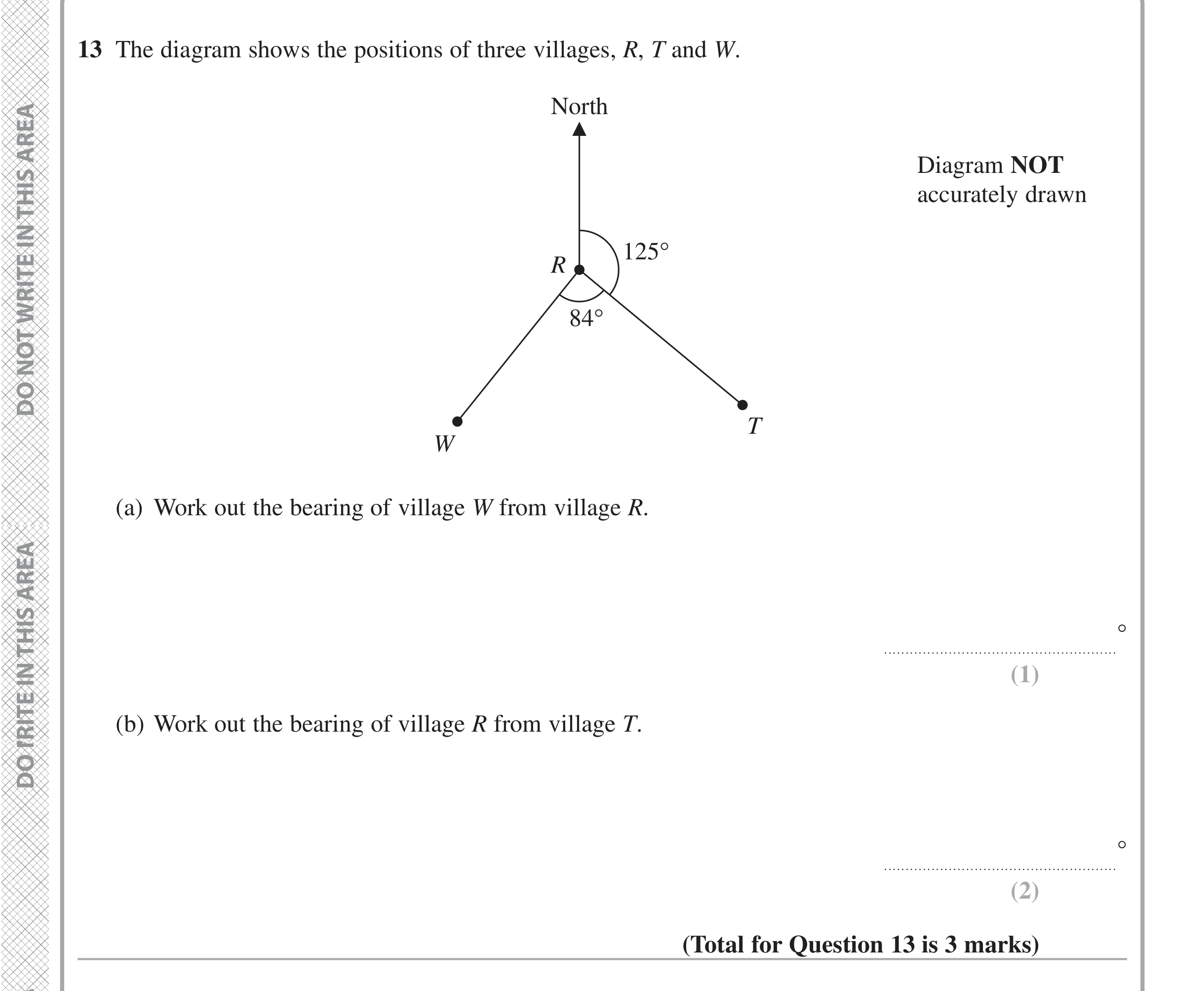 Question 13 — Bearings, Angles — Edexcel iGCSE Jan 2021